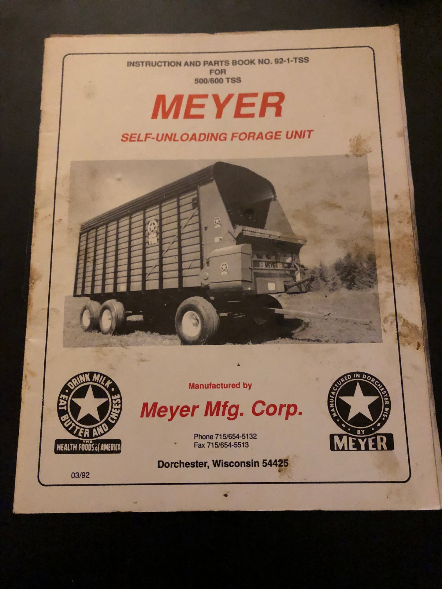 Meyer _ Self-Unloading Forage Unit 500/600TSS _ Instruction & Parts Book