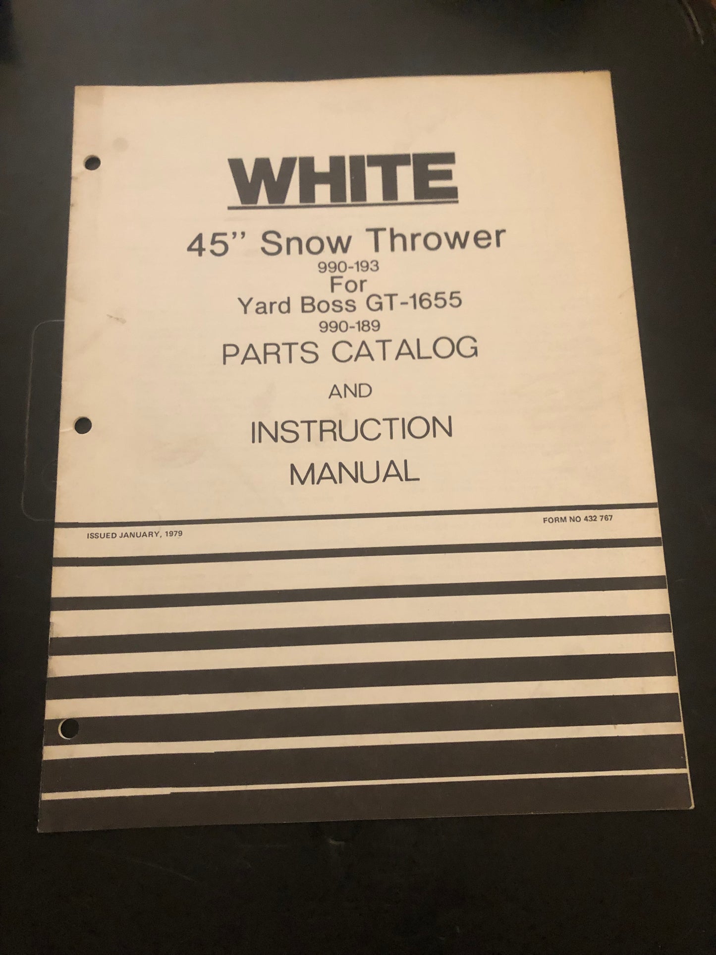 White _ 45” Snow Thrower for Yard Boss GT-1655 _ Parts Catalog & Instruction Manual