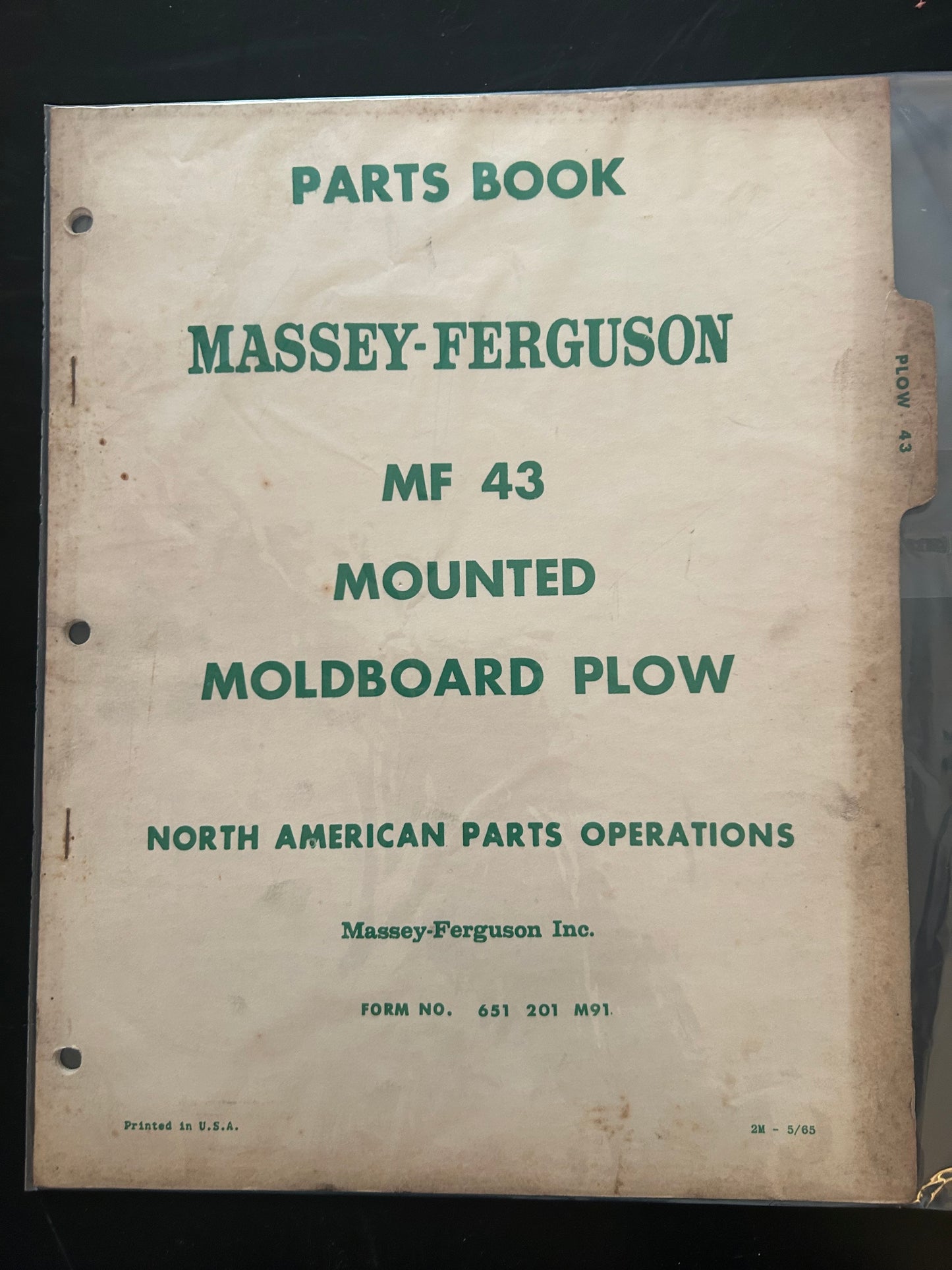 Massey Ferguson _ MF 43 Mounted Moldboard Plow _ Parts Book