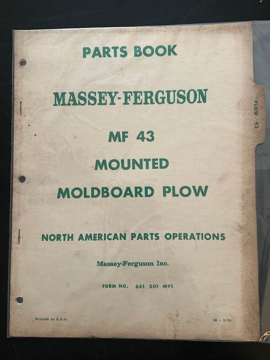 Massey Ferguson _ MF 43 Mounted Moldboard Plow _ Parts Book