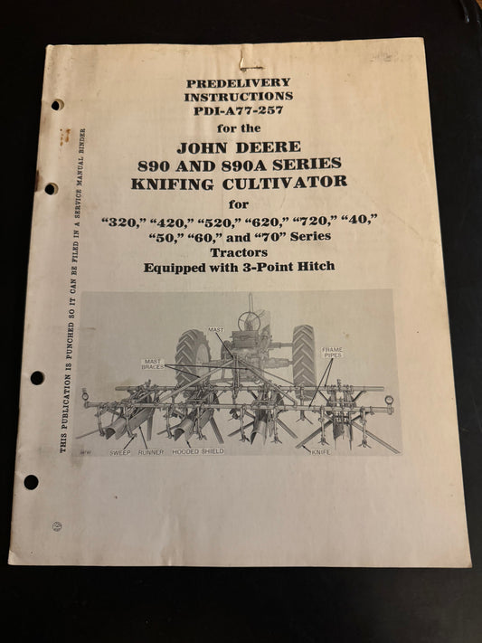 John Deere _ 890 & 890A Series Knifing Cultivator _ Predelivery Instructions PDI-A77-257