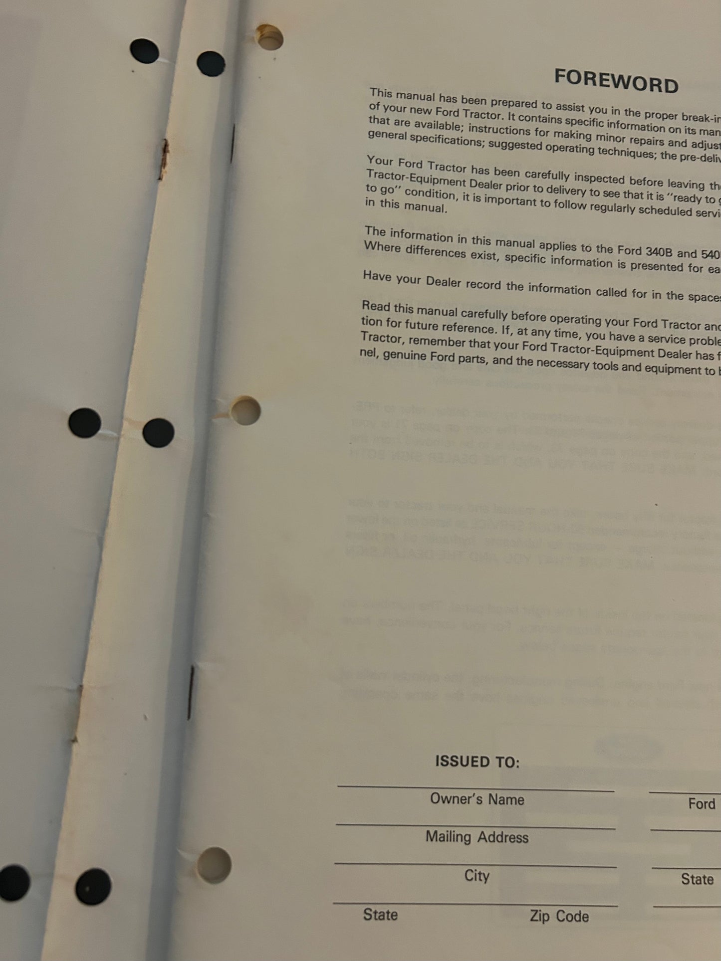Ford _ 340B & 540B Industrial Tractors _ Operator’s Manual