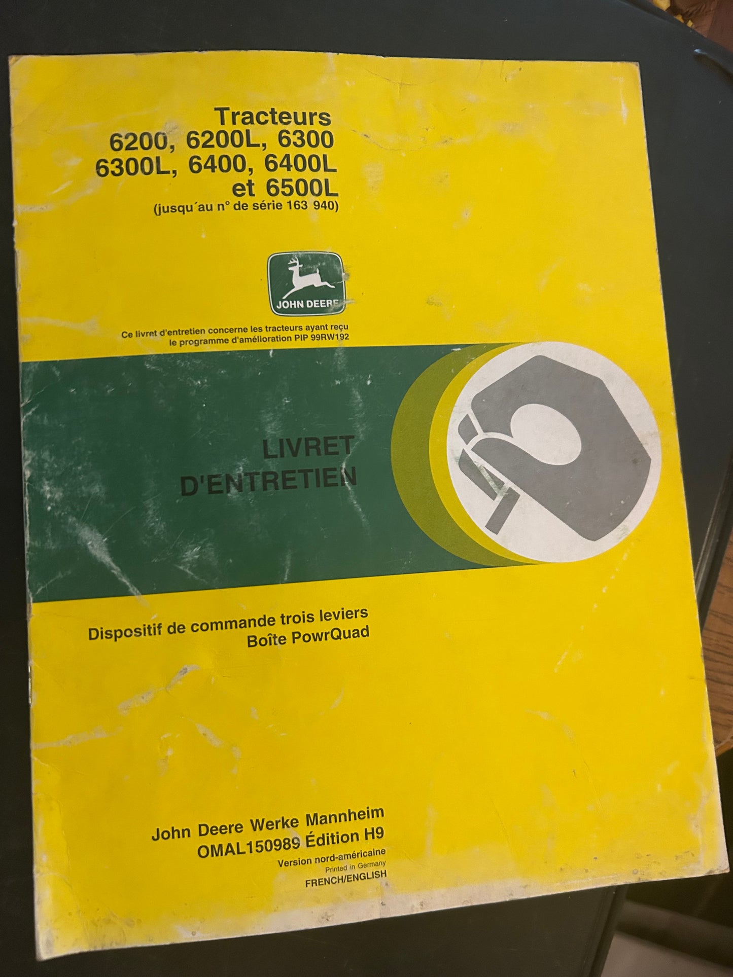John Deere _ 6200, 6200L, 6300, 6300L, 6400, 6400L & 6500L Tractors _ English/French edition Operator’s Manual OMAL150989 H9
