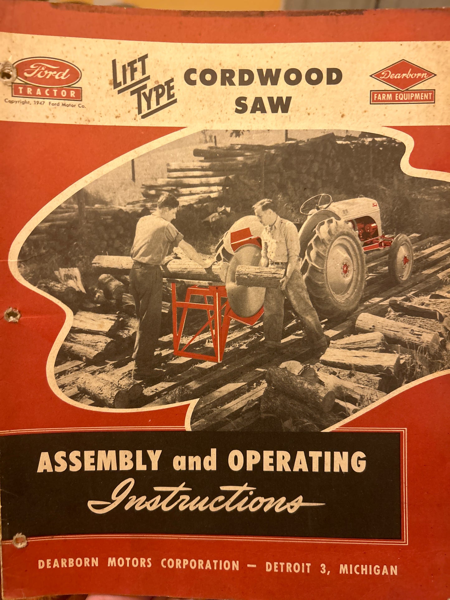 Ford _ Lift Type - Dearborn Cordwood Saw _ Assembly & Operating Instructions