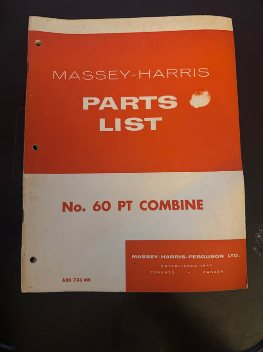Massey-Harris _ No 60 PT Combine _ Parts List form 650 735 M5