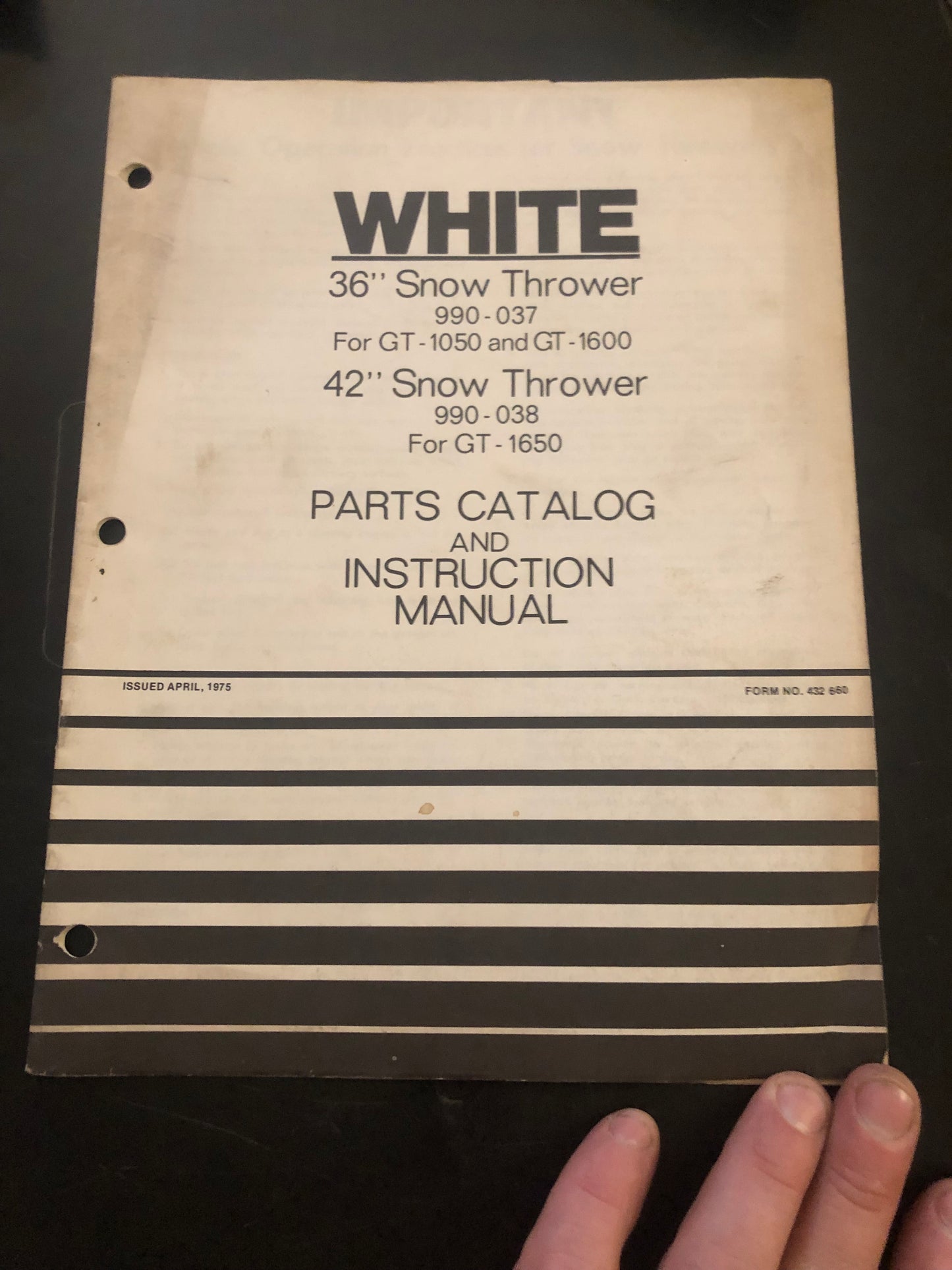 White _ 36” & 42” Snow Thrower _ Parts Catalog & Instruction Manual