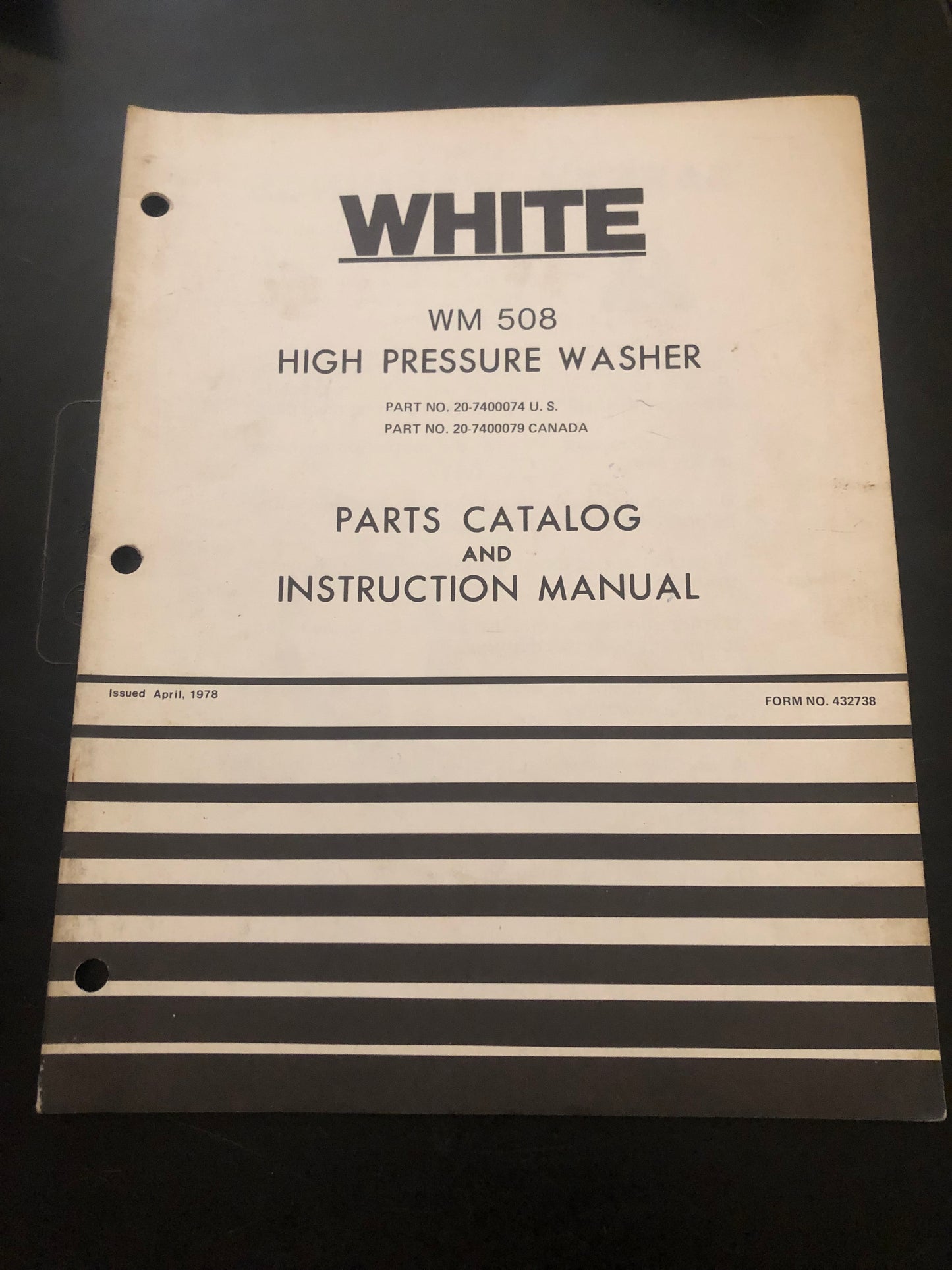 White _ WM 508 High Pressure Washer _ Parts Catalog & Instruction Manual