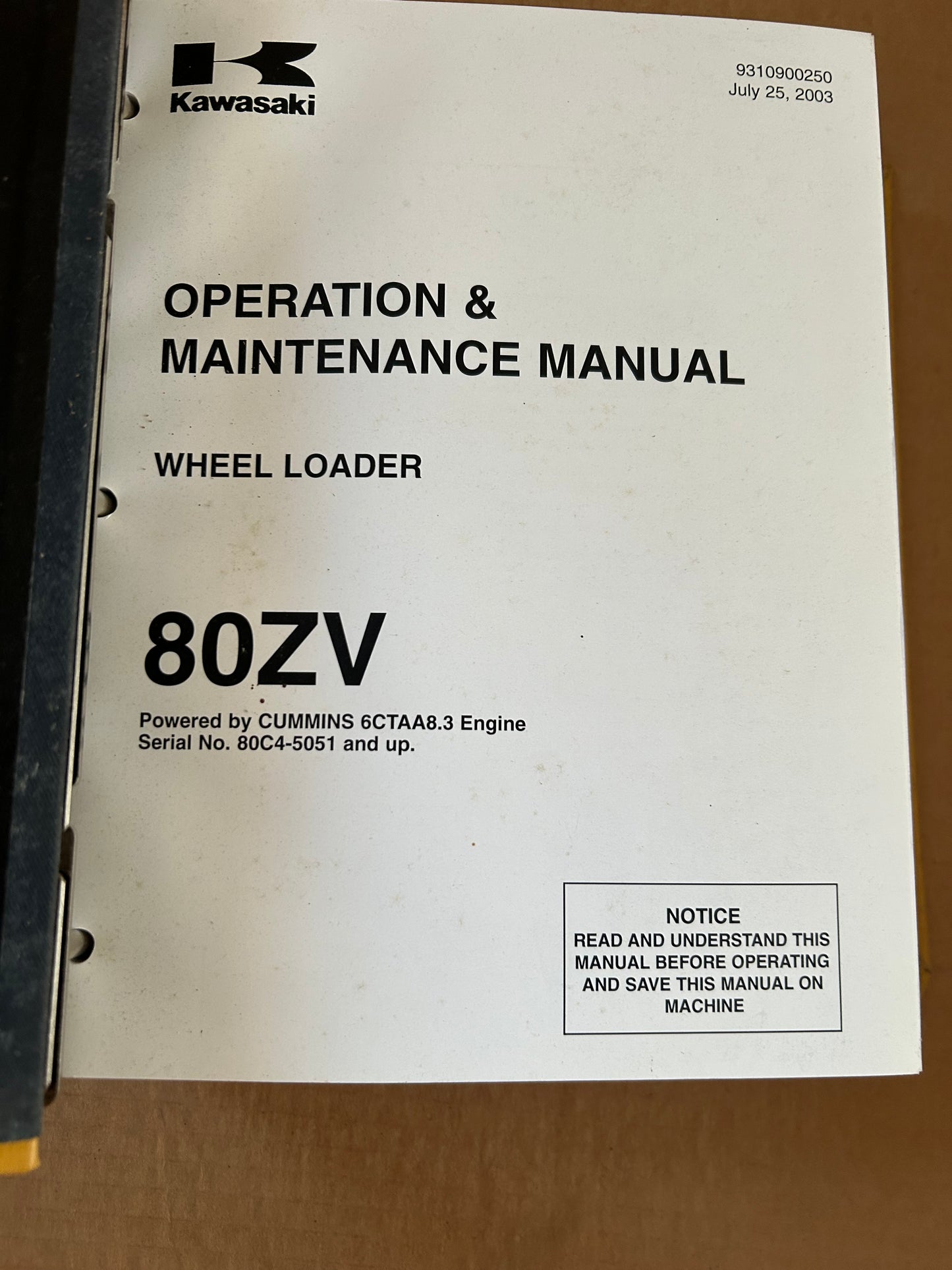 Kawasaki _ 80ZV Wheel Loader _ Binder