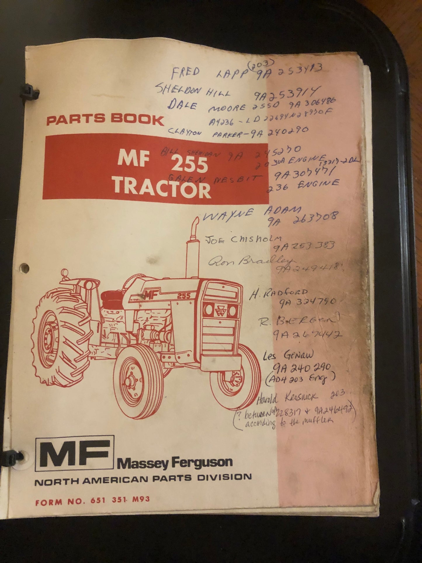 Massey Ferguson _ MF 255 Tractor _ Parts Book Form 651 531 M93