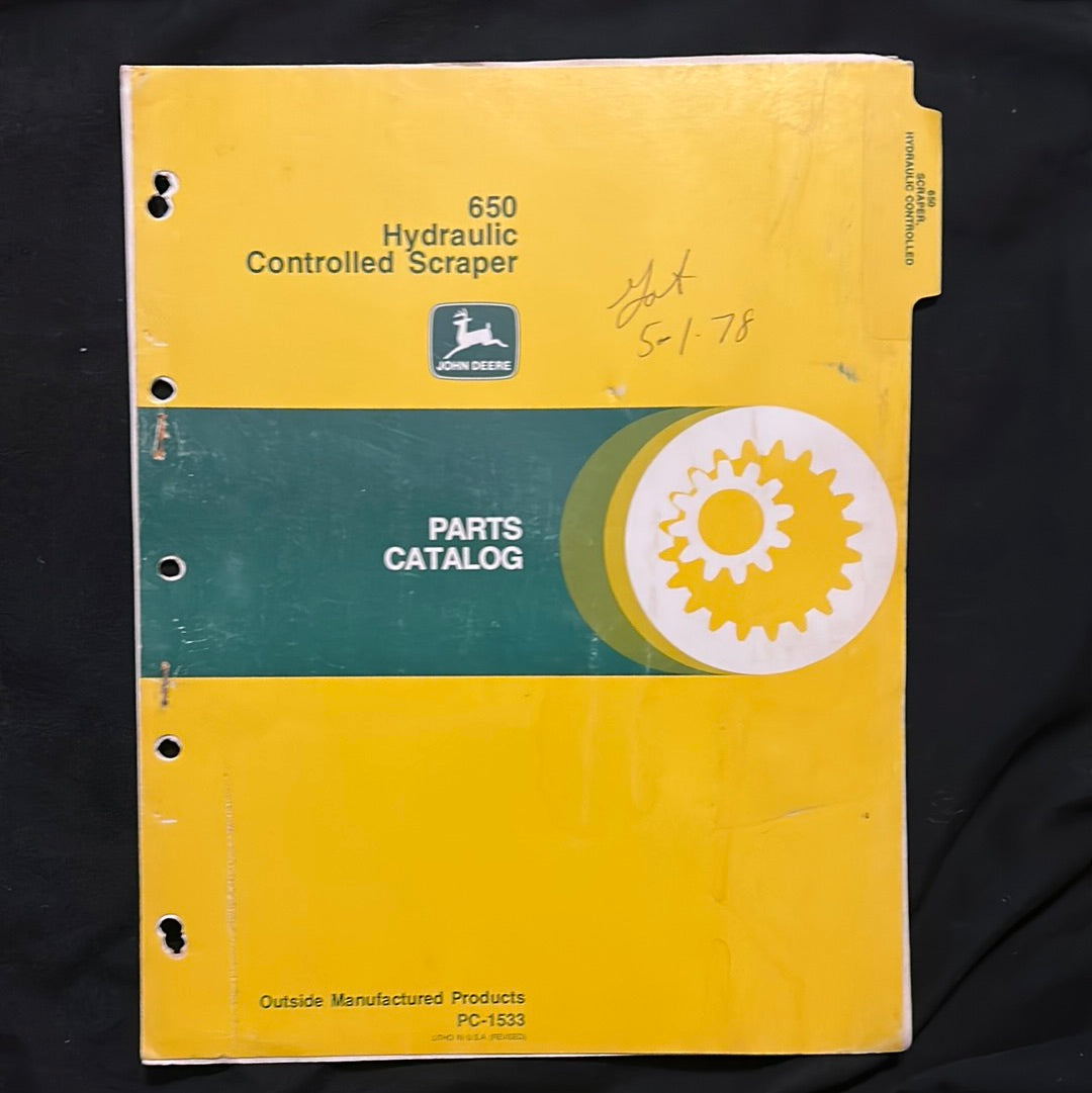 John Deere _ 650 HydraulicControlled Scraper_ Parts Catalog