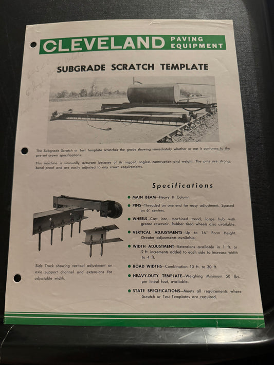 Cleveland Paving Equipment _ Subgrade Scratch Template