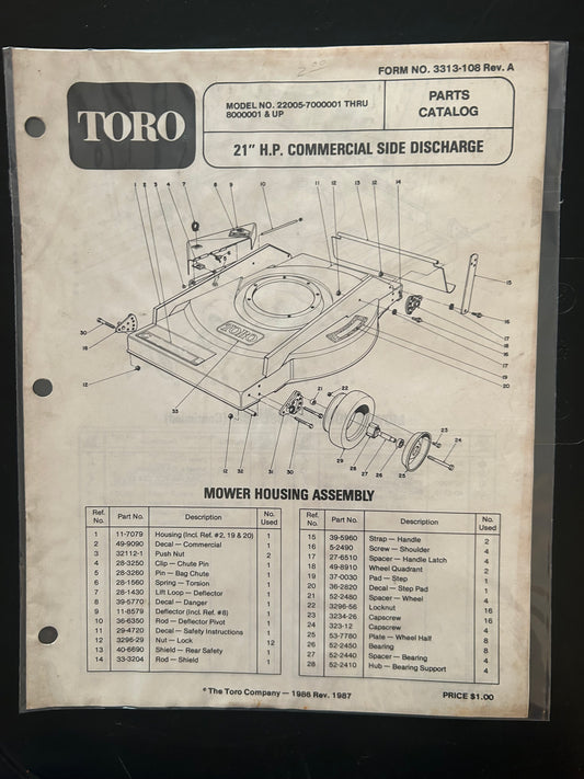 Toro _ 21" H.P. COMMERCIAL SIDE DISCHARGE _ Parts Catalog