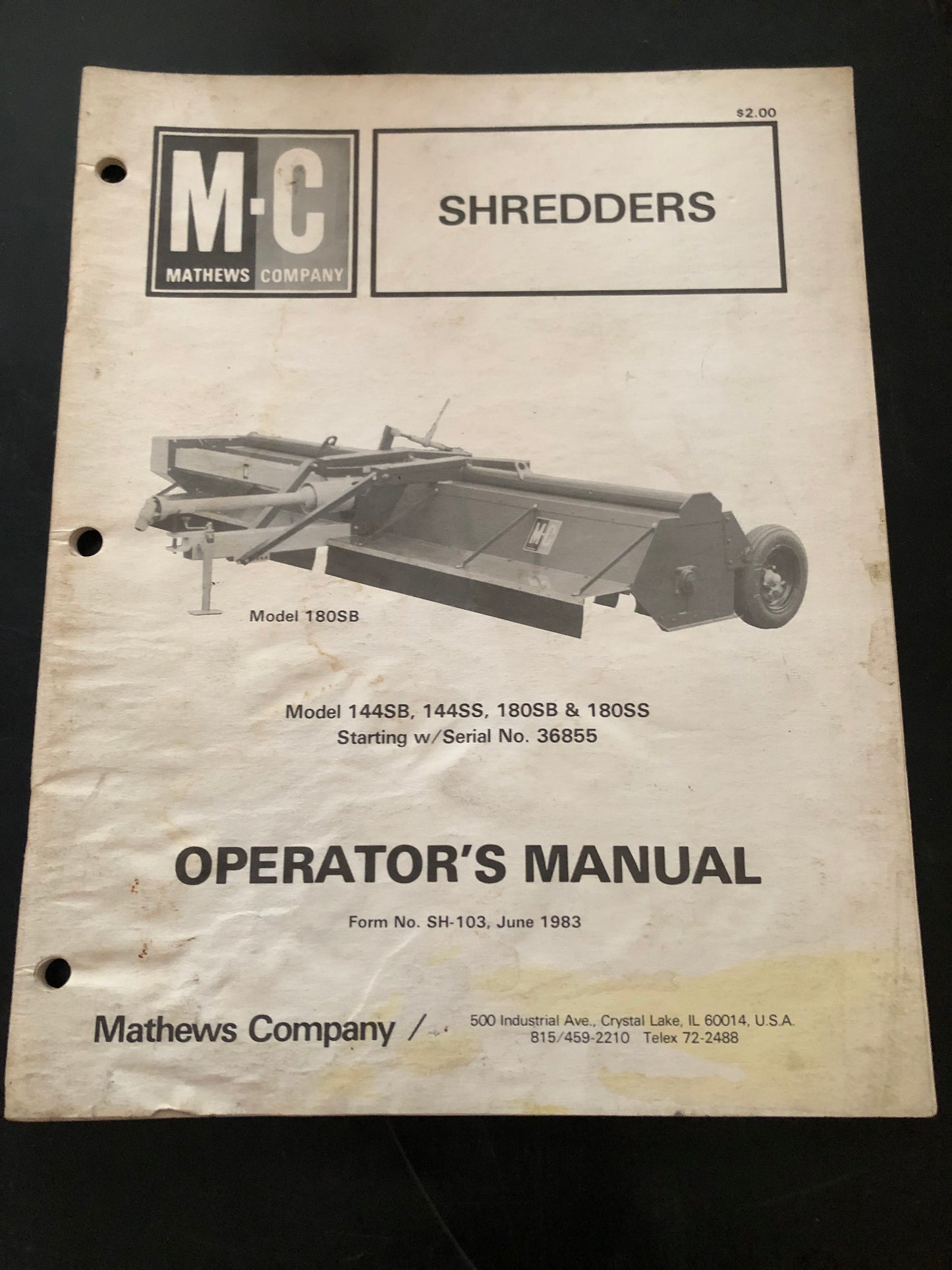 MC _ model 108SB Shredders _ Operator’s Manual