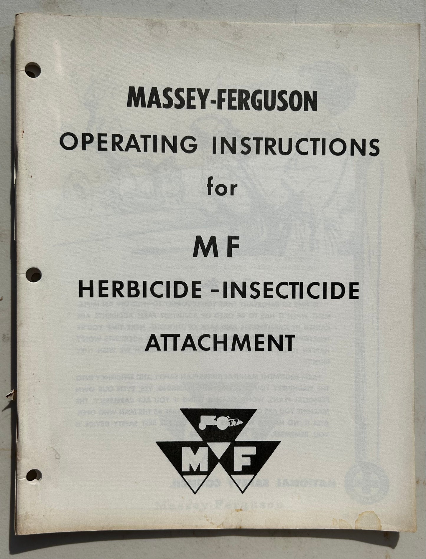 Massey Ferguson MF Herbicide-Insectiside Attacthment _ Operating Instructions