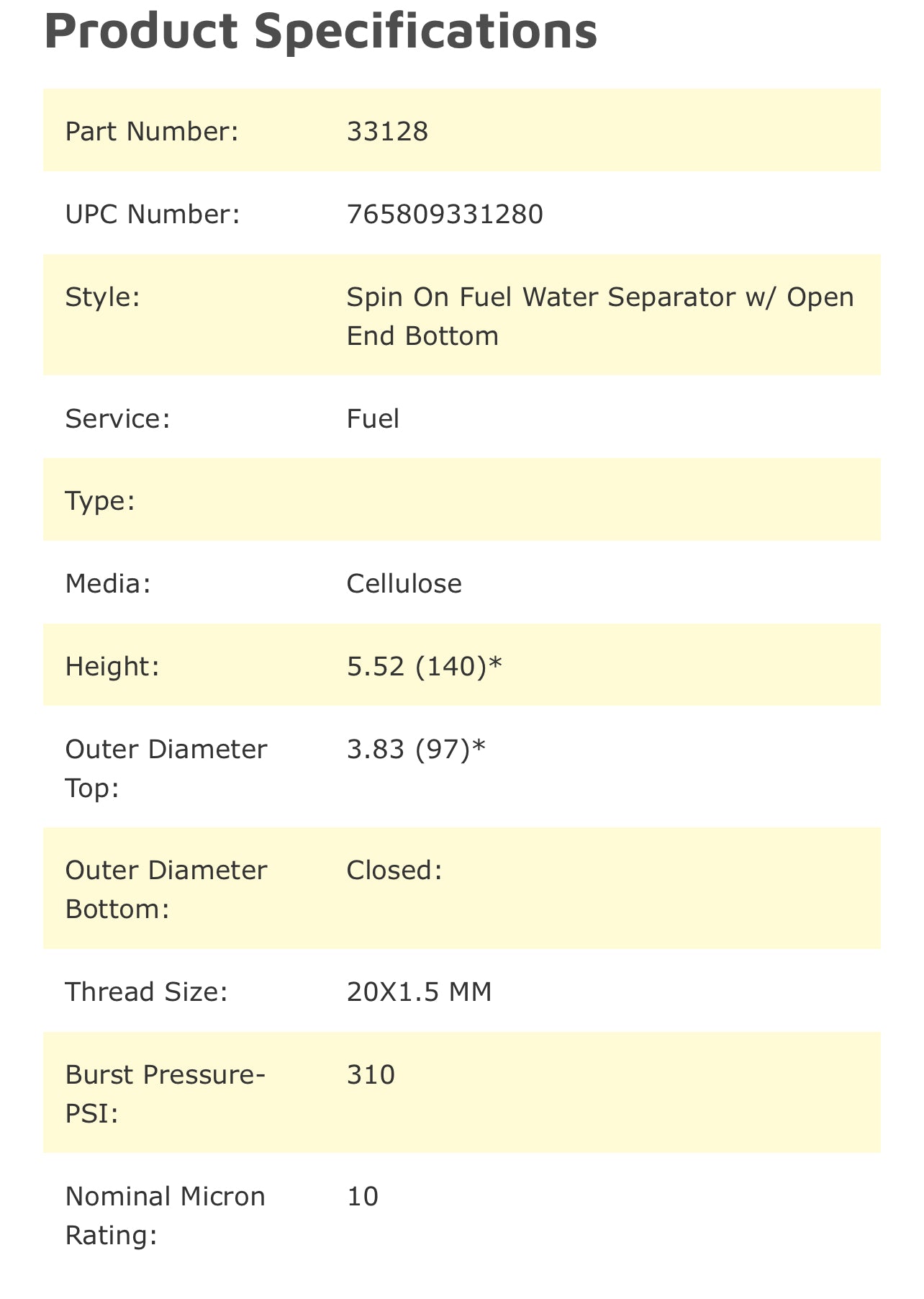 NAPA 3128 Fuel Filter