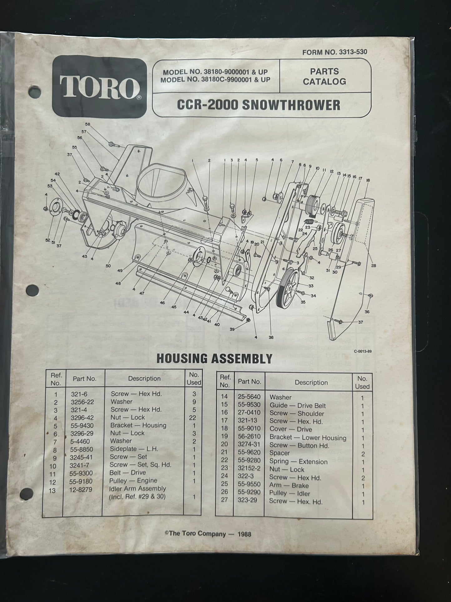 Toro _ CCR-2000 SNOWTHROWER _ Parts Catalog