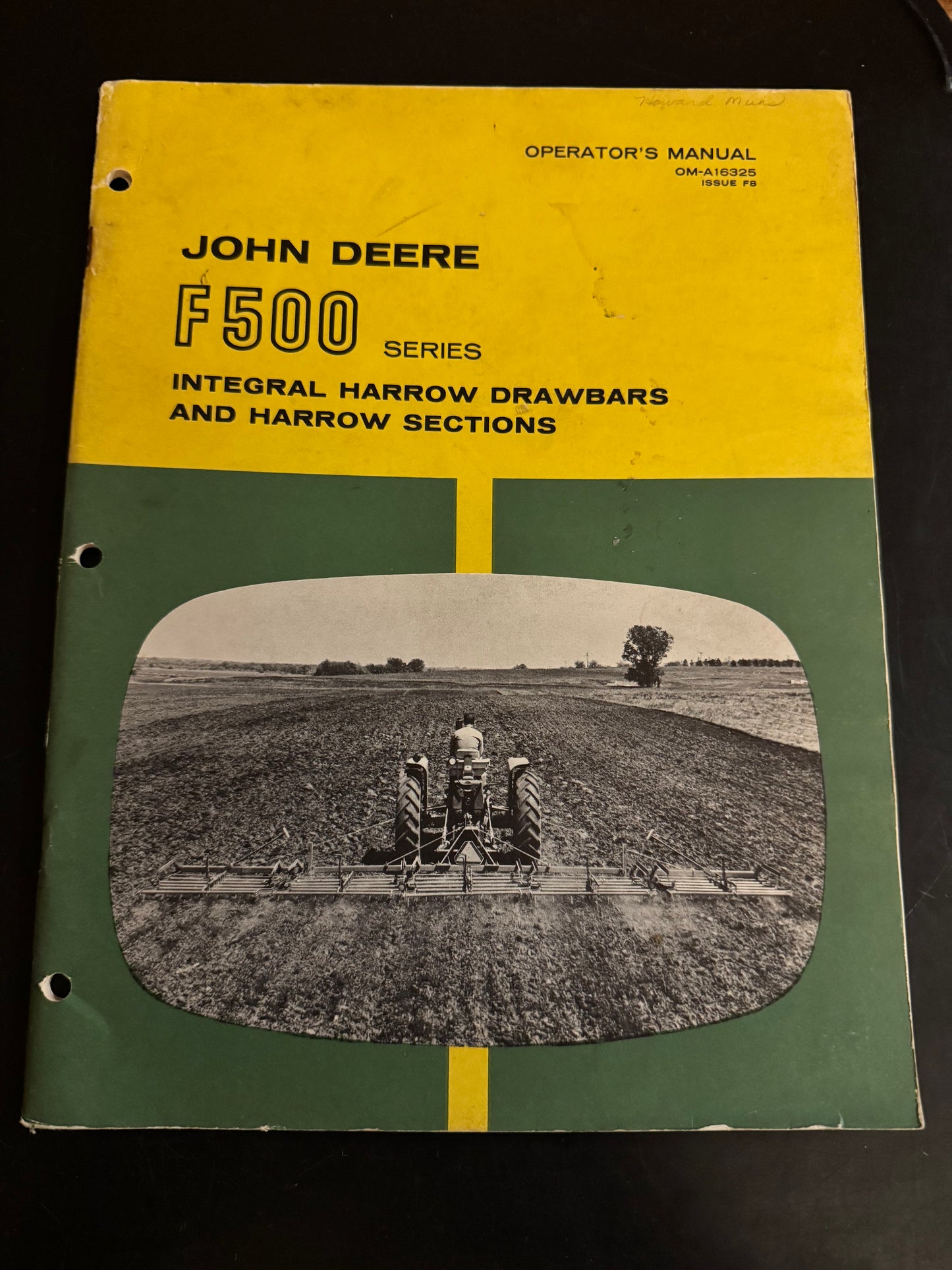 John Deere _ F500 series Integral Harrow Drawbars & Harrow Sections_ Operator's Manual