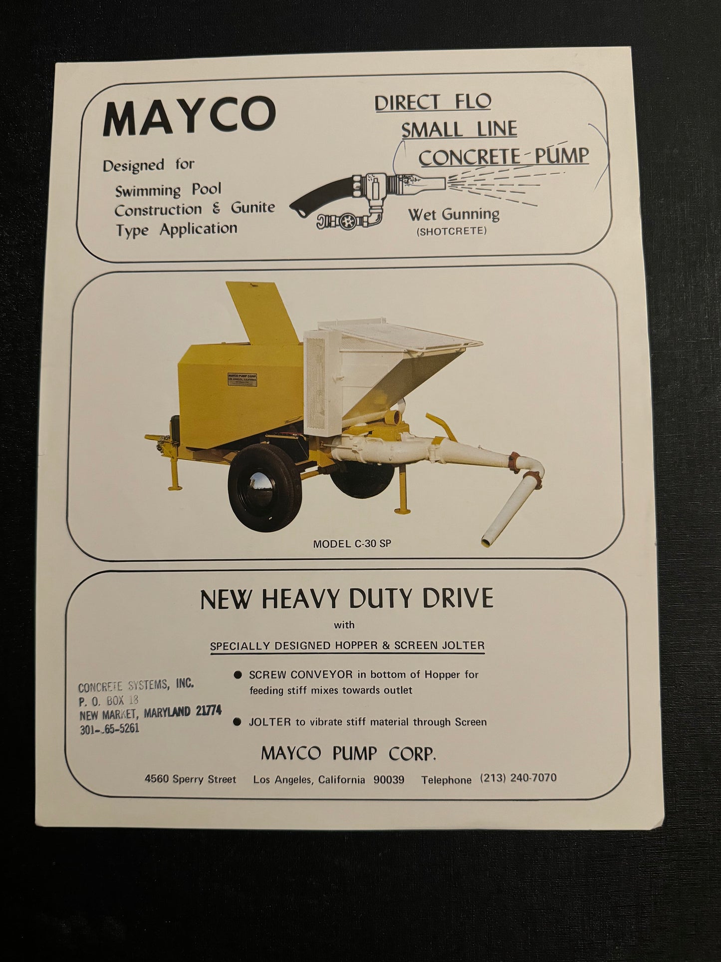 Mayco _ Direct Flo Small Line Concrete Pump