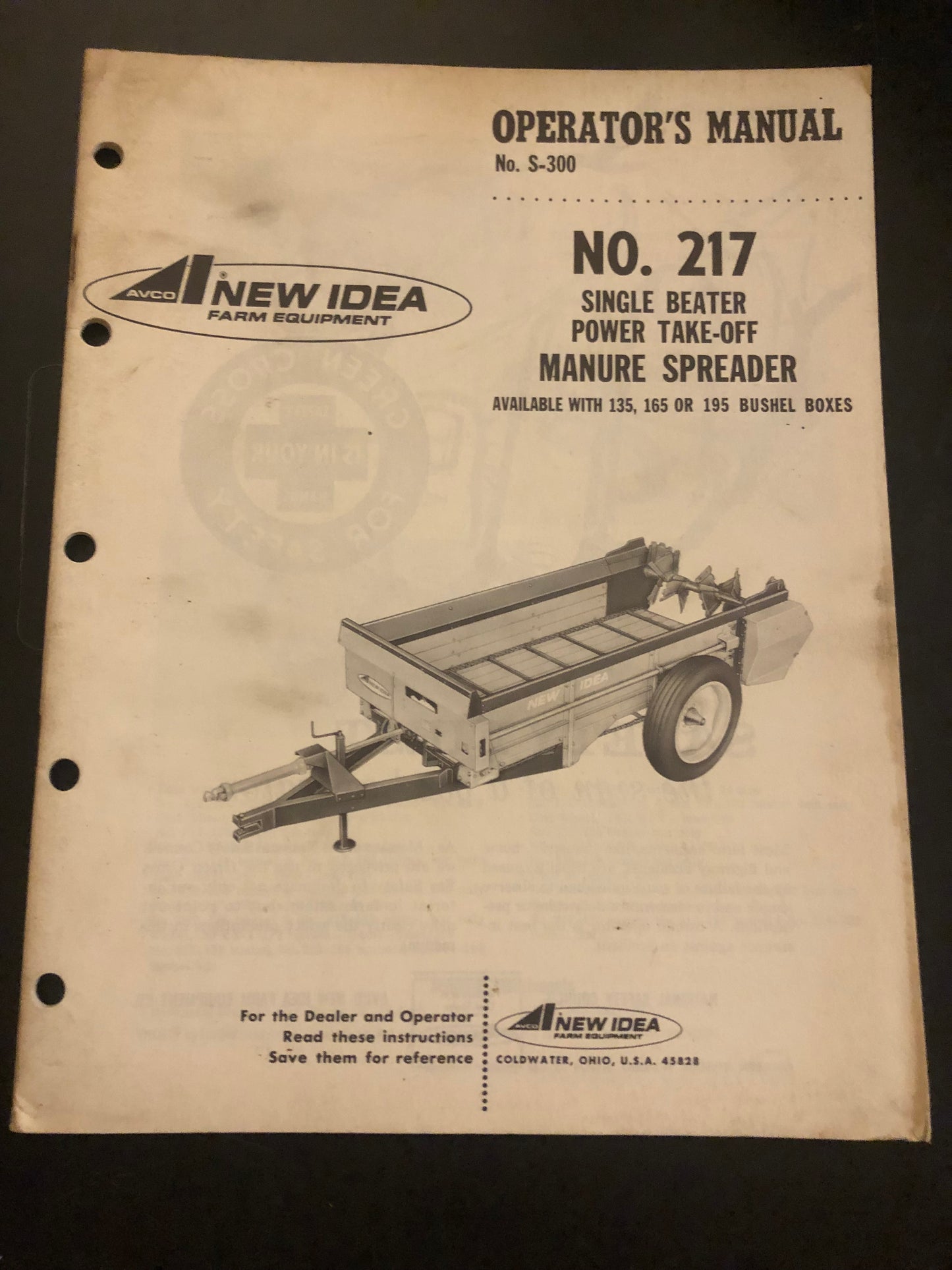 New Idea _ no 217 single beater, power take-off Manure Spreader _ Operator’s Manual