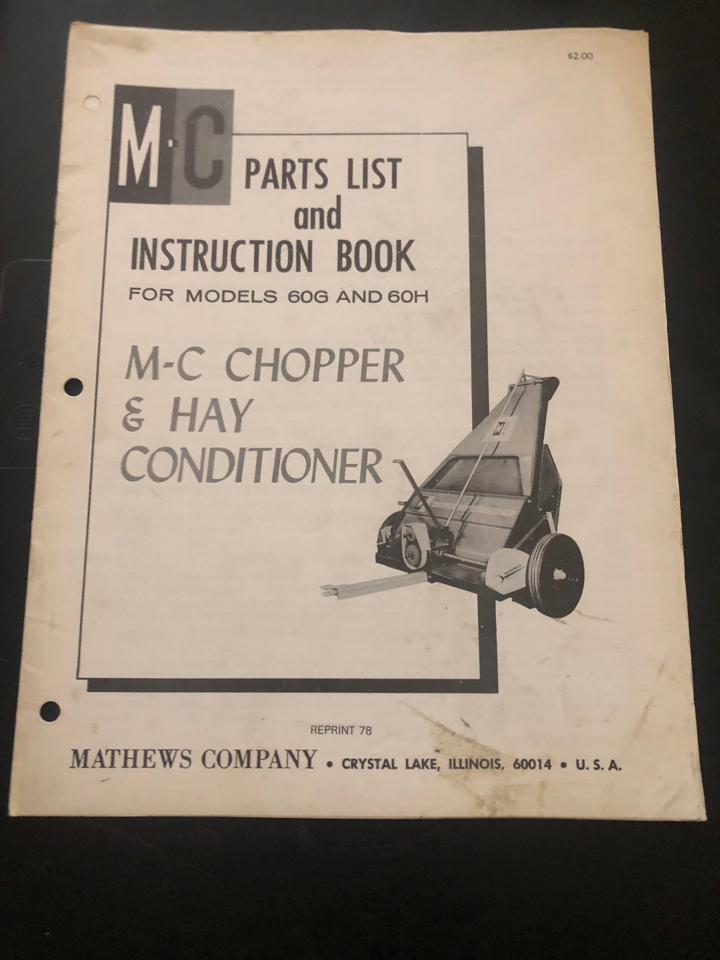 MC _ models 60G & 60H M-C Chopper & Hay Conditioner _ Parts List & Instruction Book