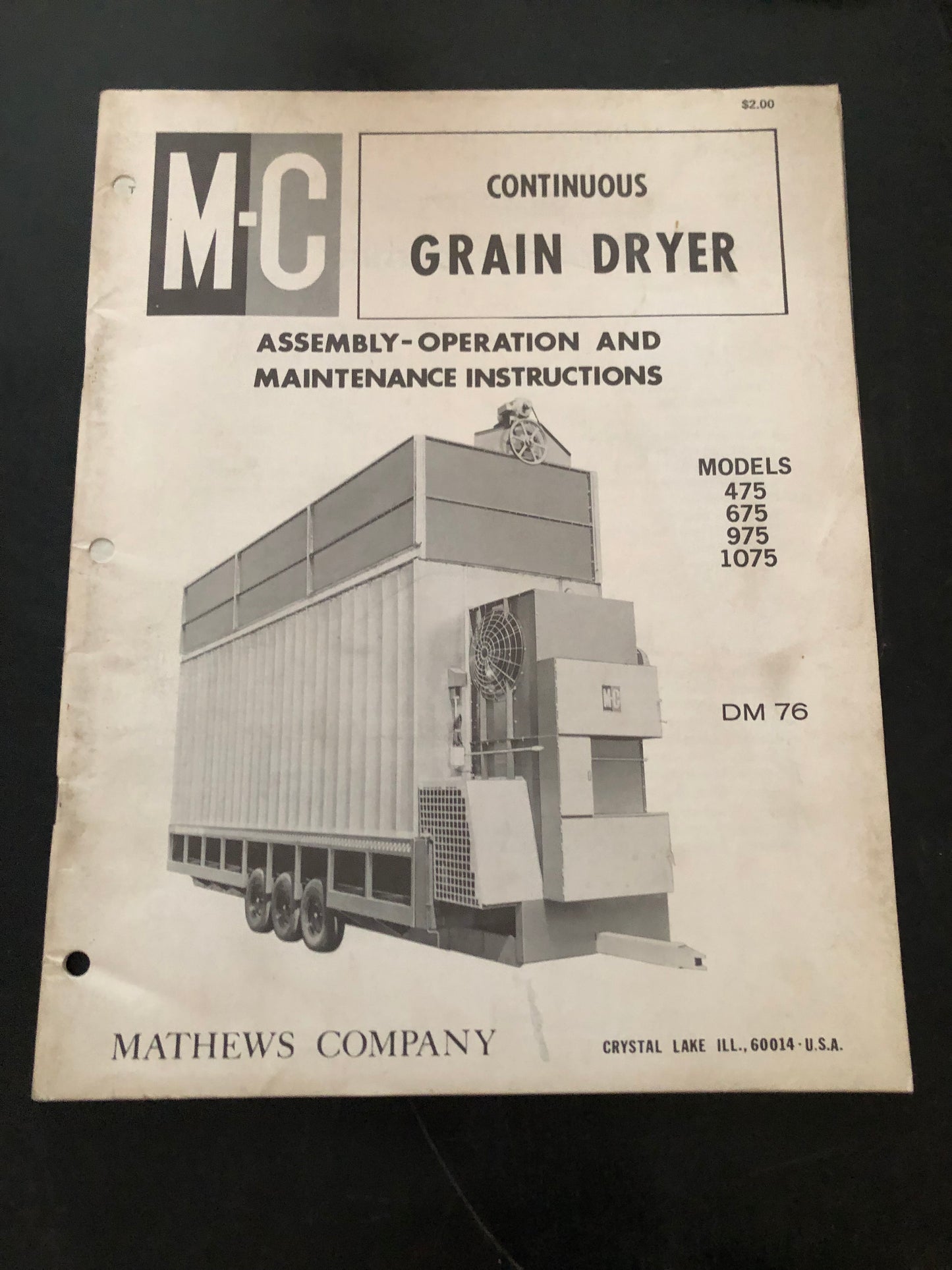 MC _ Continuous Grain Dryer models 475, 675, 975 & 1075 _ Assembly-Operation & Maintenance Instructions