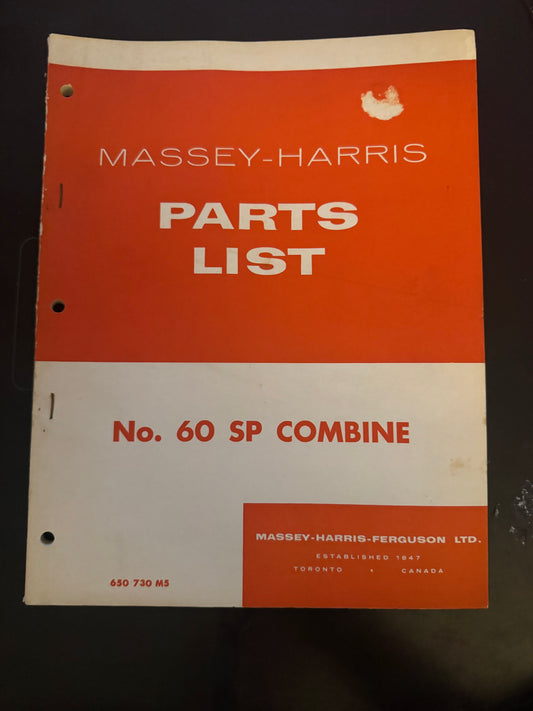Massey-Harris _ no 60 SP Combine _ parts list 650 730 M5