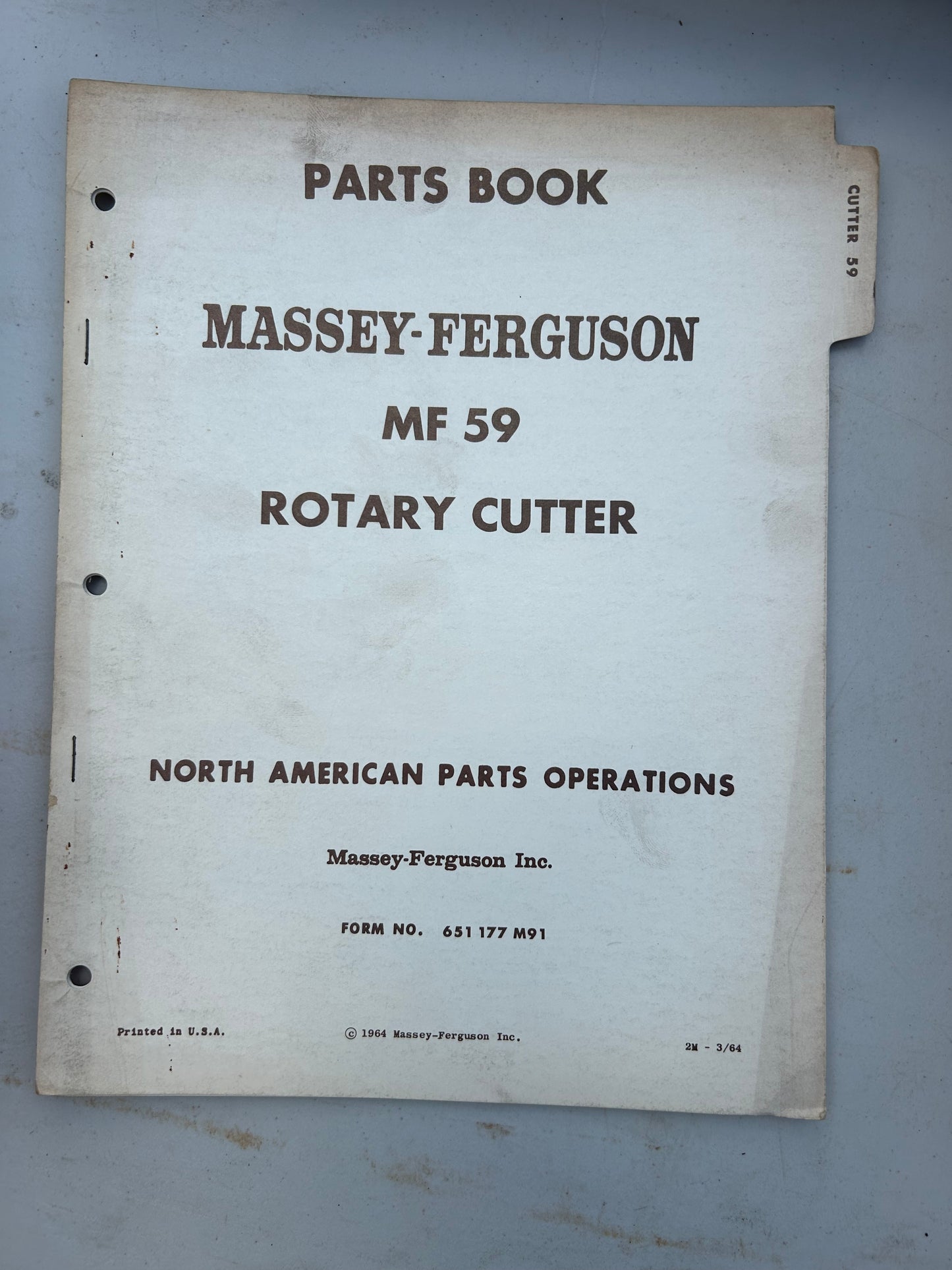 Massey Ferguson MF 59 Rotary Cutter _ Parts Book