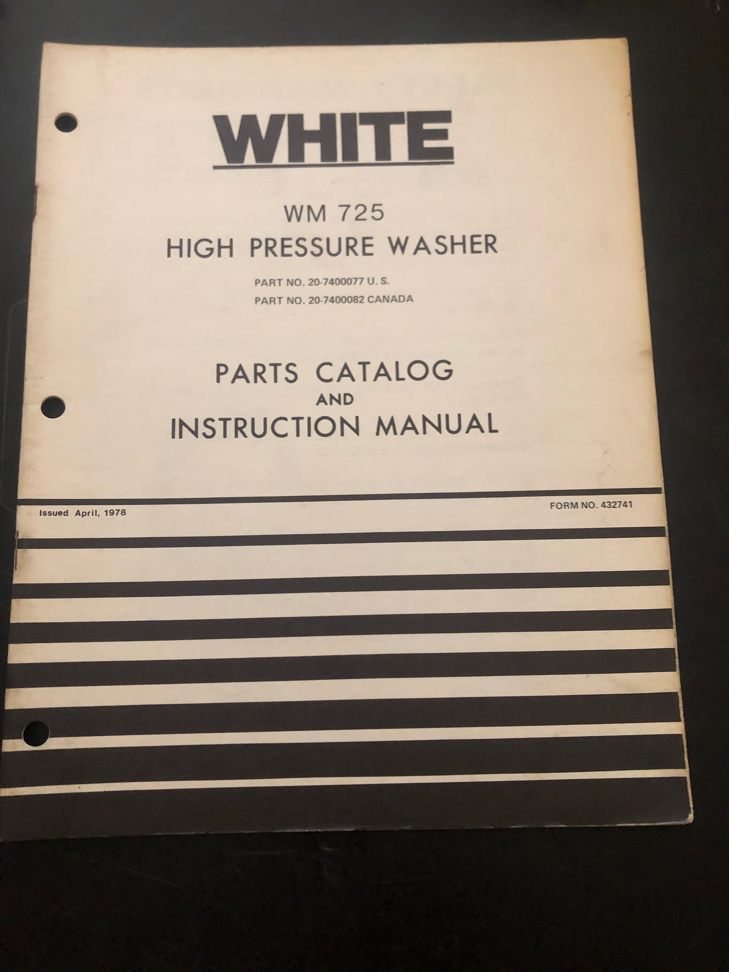 White _ WM 725 High Pressure Washer _ Parts Catalog & Instruction Manual