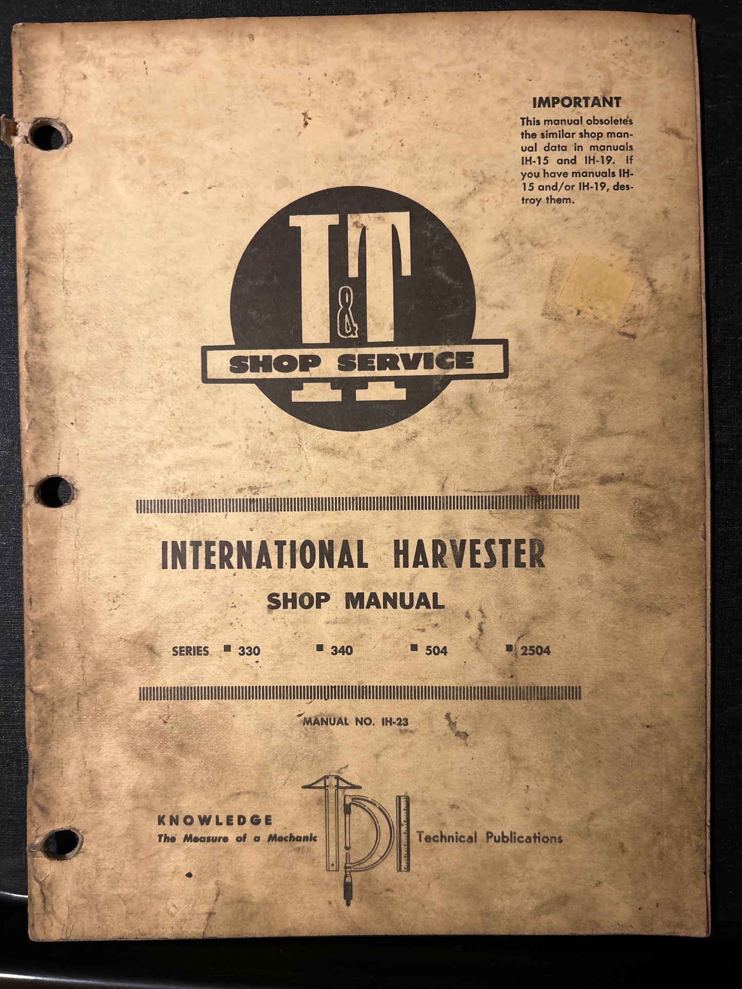 I&T Shop Service - International Harvester manual 330, 340, 504 & 2504