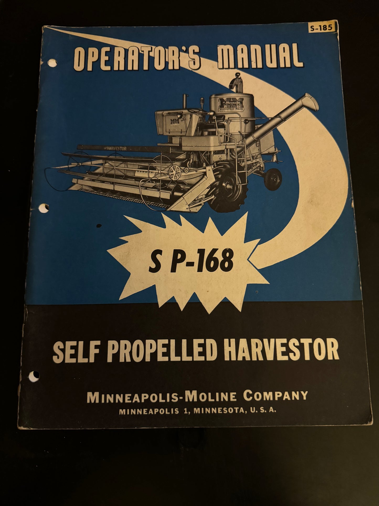 Minneapolis Moline _ Self Propelled Harvestor S P-168 _ Operator’s Manual S-185