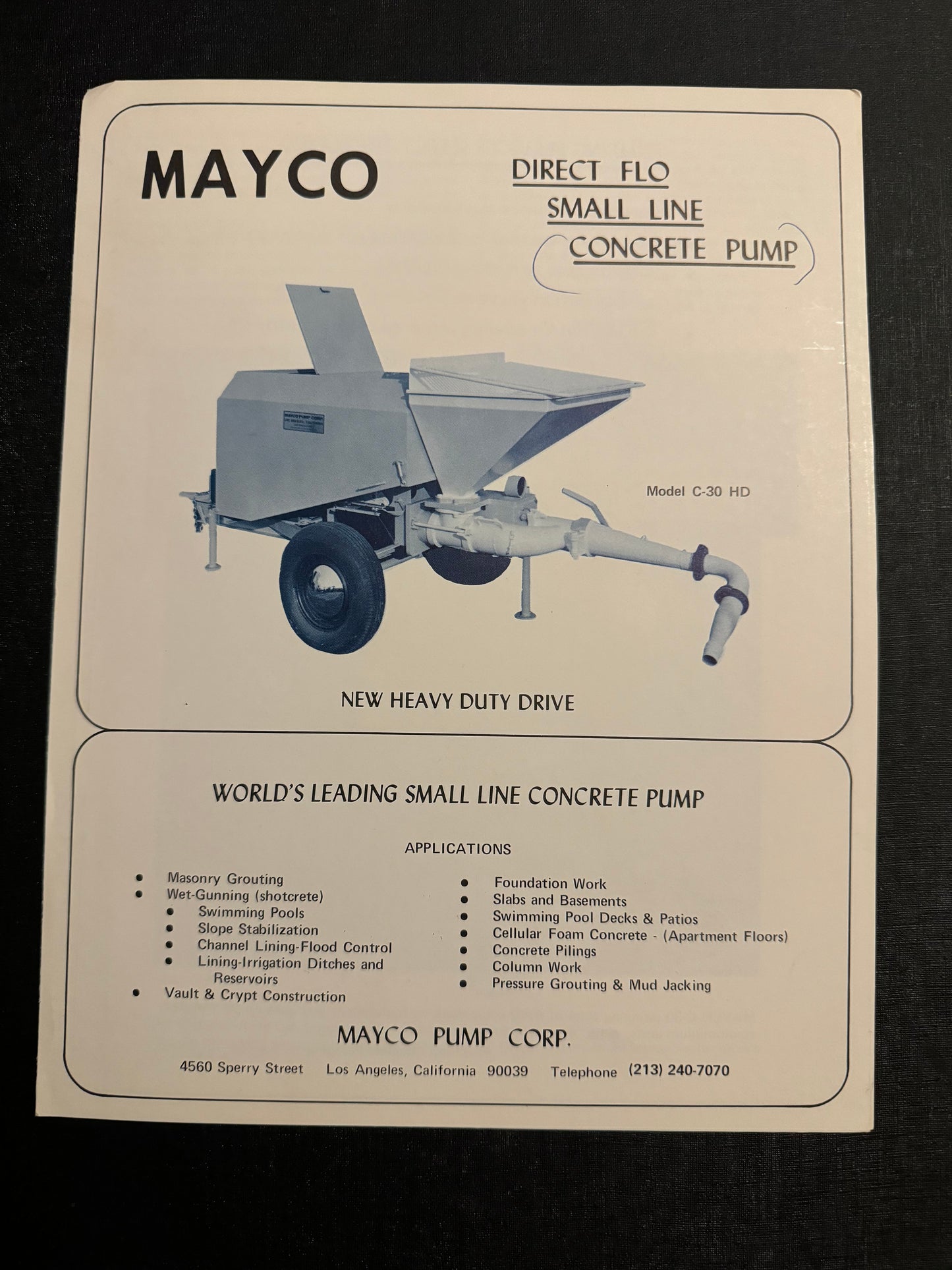 Mayco _ Direct Flow Small Line Concrete Pump