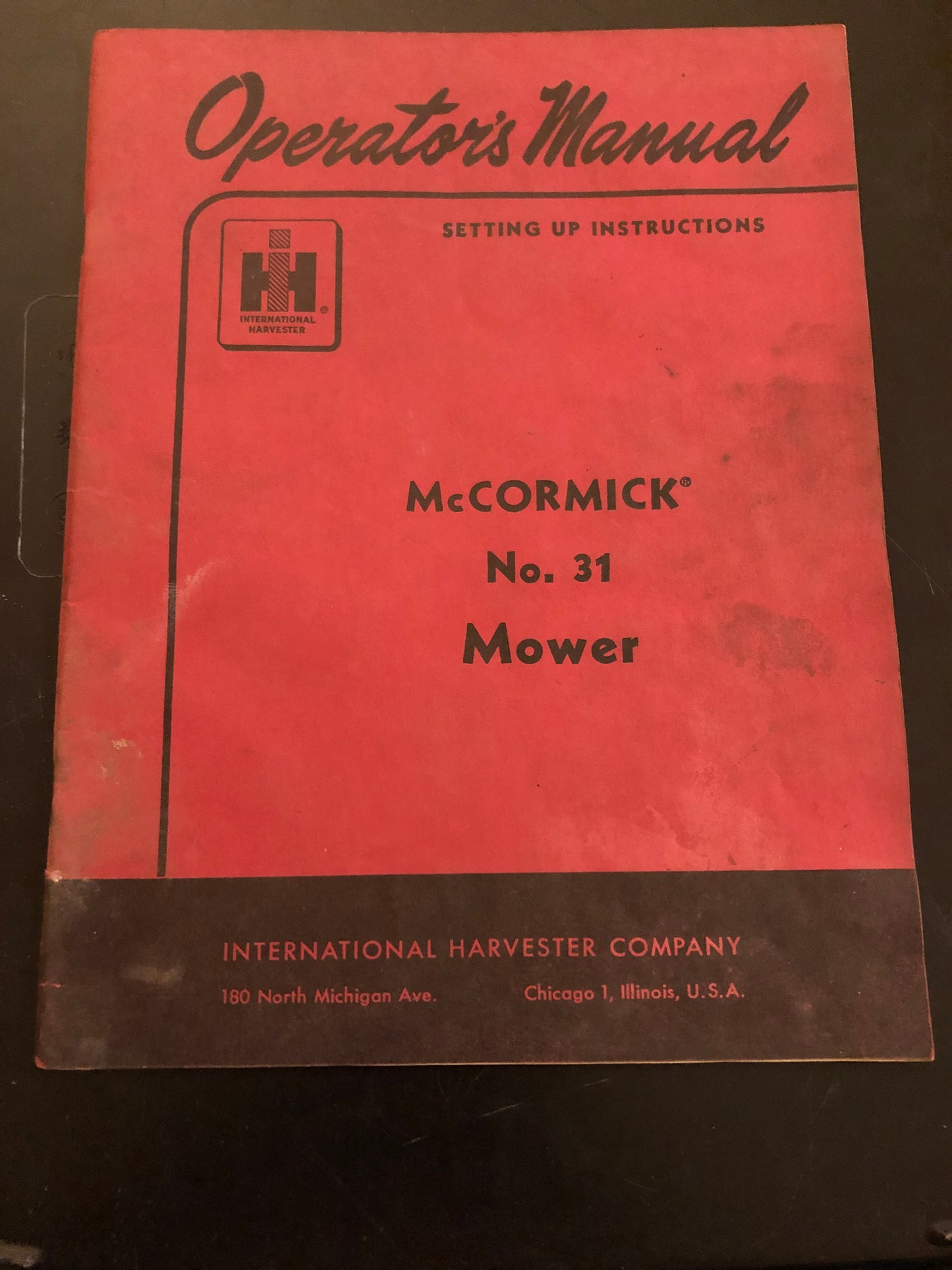 IH McCormick _ No 31 Mower _ Operator's Manual