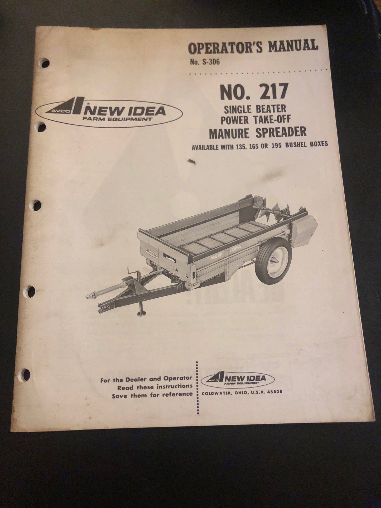 New Idea _ no 217 single beater, power take-off Manure Spreader _ Operator’s Manual