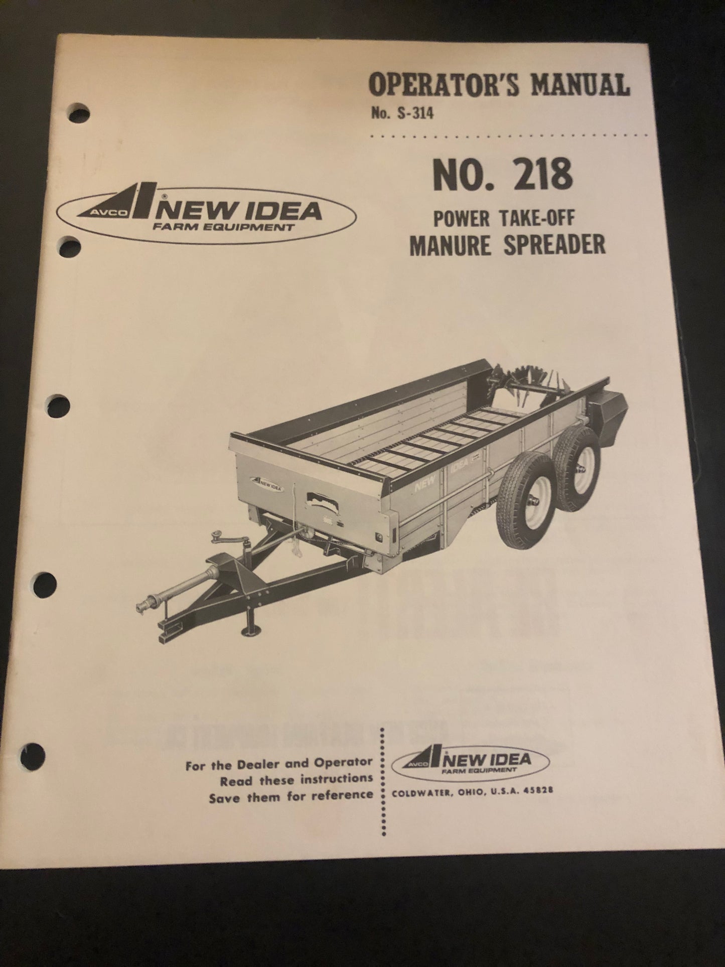 New Idea _ no 218 Power take-off Manure Spreader _ Operator’s Manual