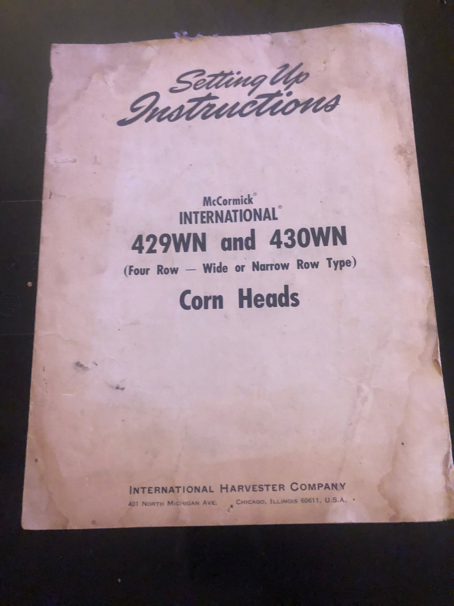 IH _ McCormick International 429WN & 430WN Corn Heads _ Setting Up Instructions