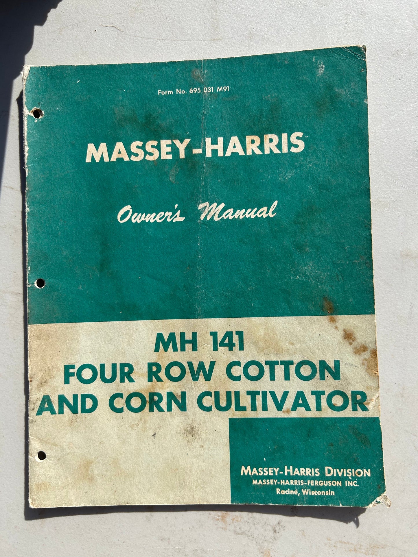 Massey-Harris MH 141 Four Row Cotton & Corn Cultivator _ Owner’s Manual