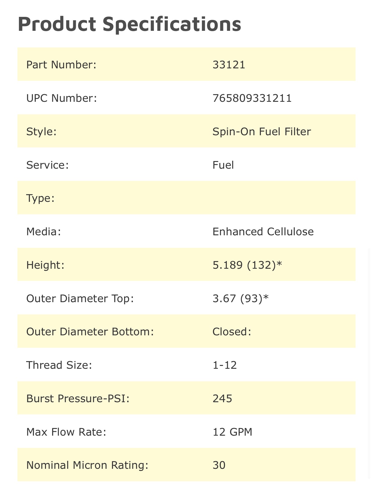 NAPA 3121 Fuel Filter