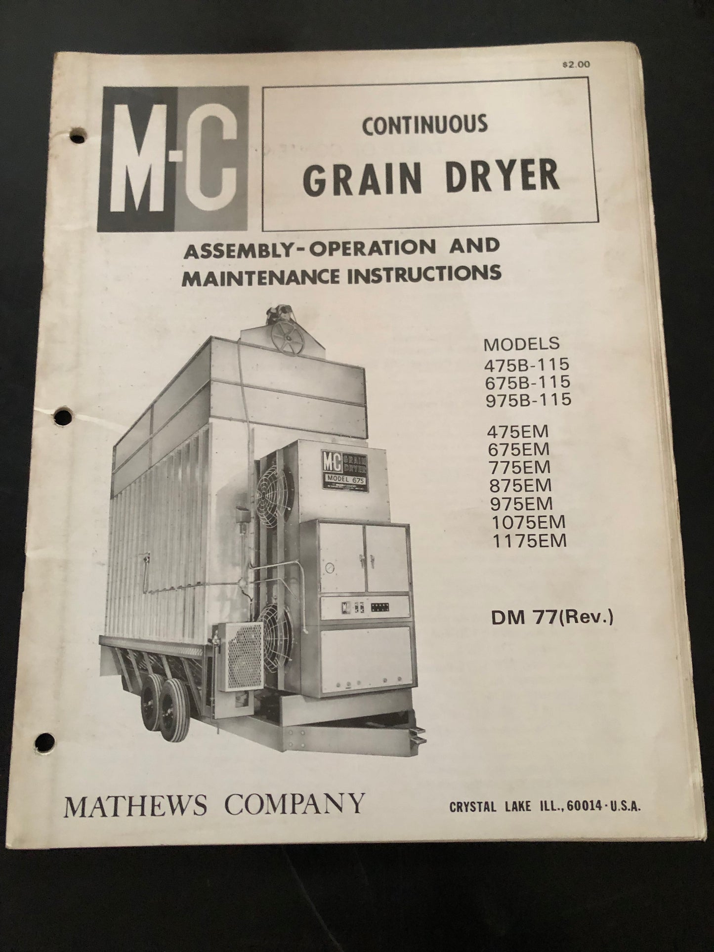 MC _ Continuous Grain Dryer DM-77 _ Assembly-Operation & Maintenance Instructions