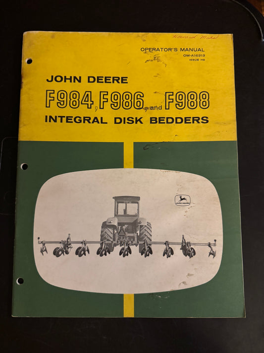 John Deere _ F984, F986 & F988 Integral Disk Bedders _ Operator’s Manual