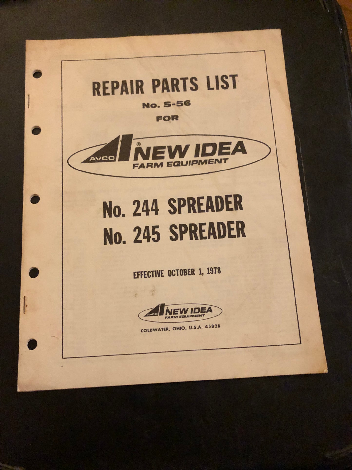 New Idea _ no 244 & 245 Spreader _ Repair Parts List