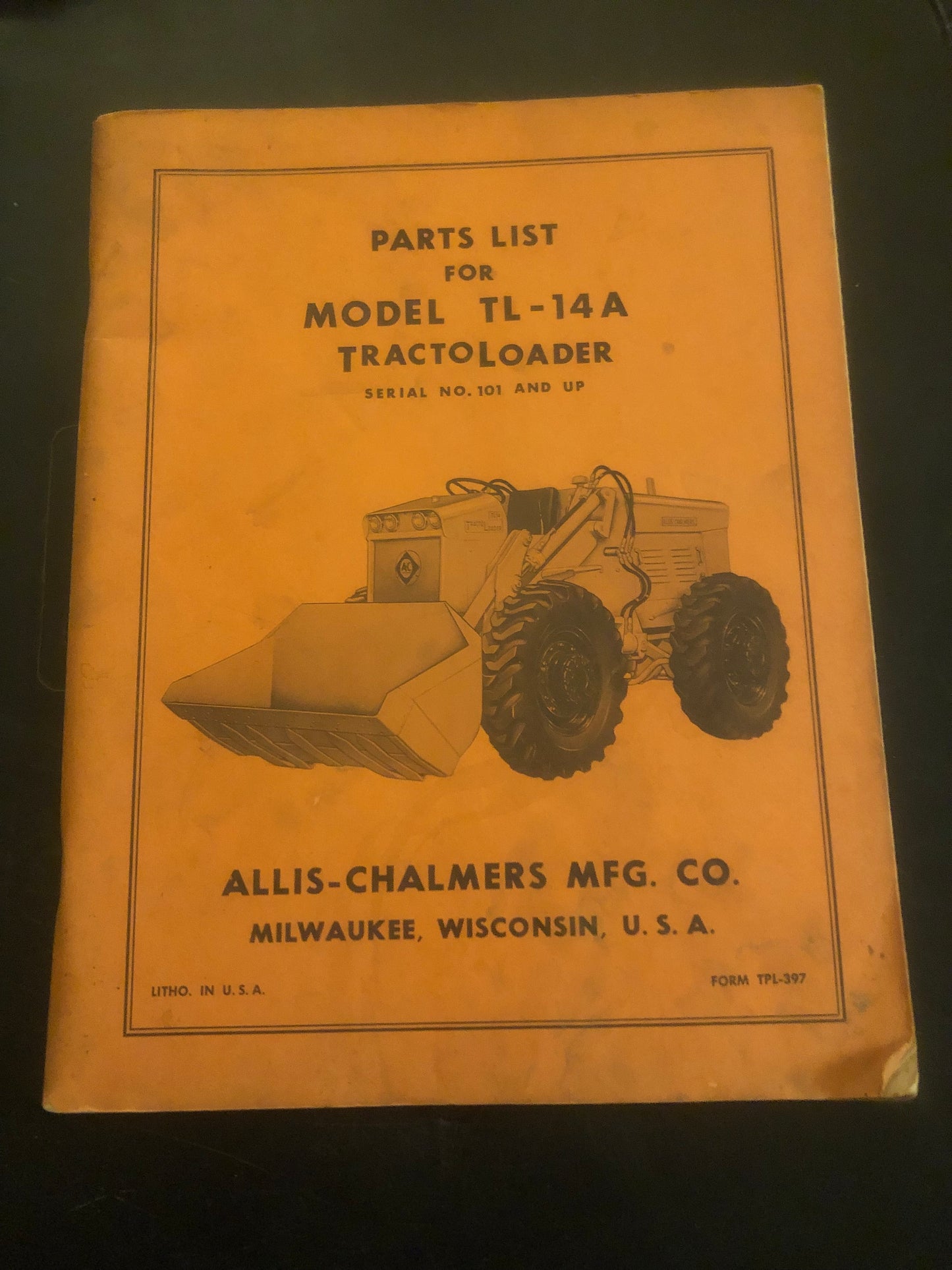 Allis-Chalmers _ model TL-14A Tractoloader _ Parts List