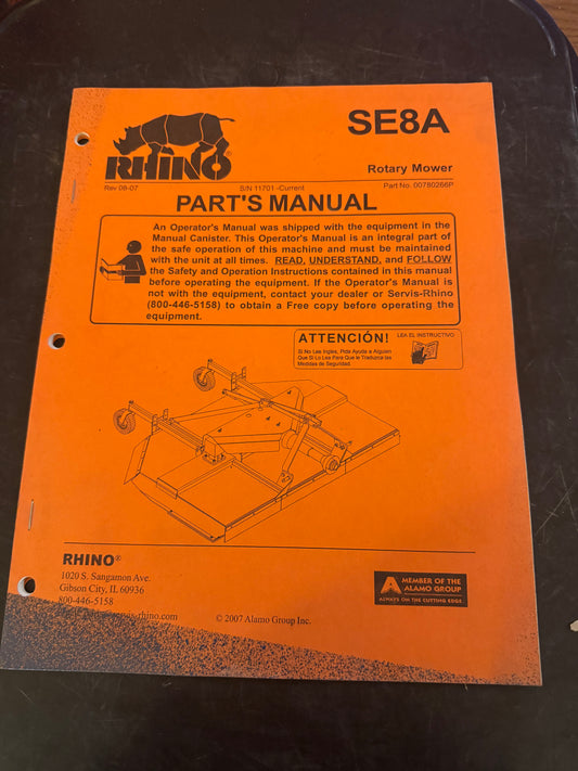 Rhino _ SE8A Rotary Mower _ Parts Manual