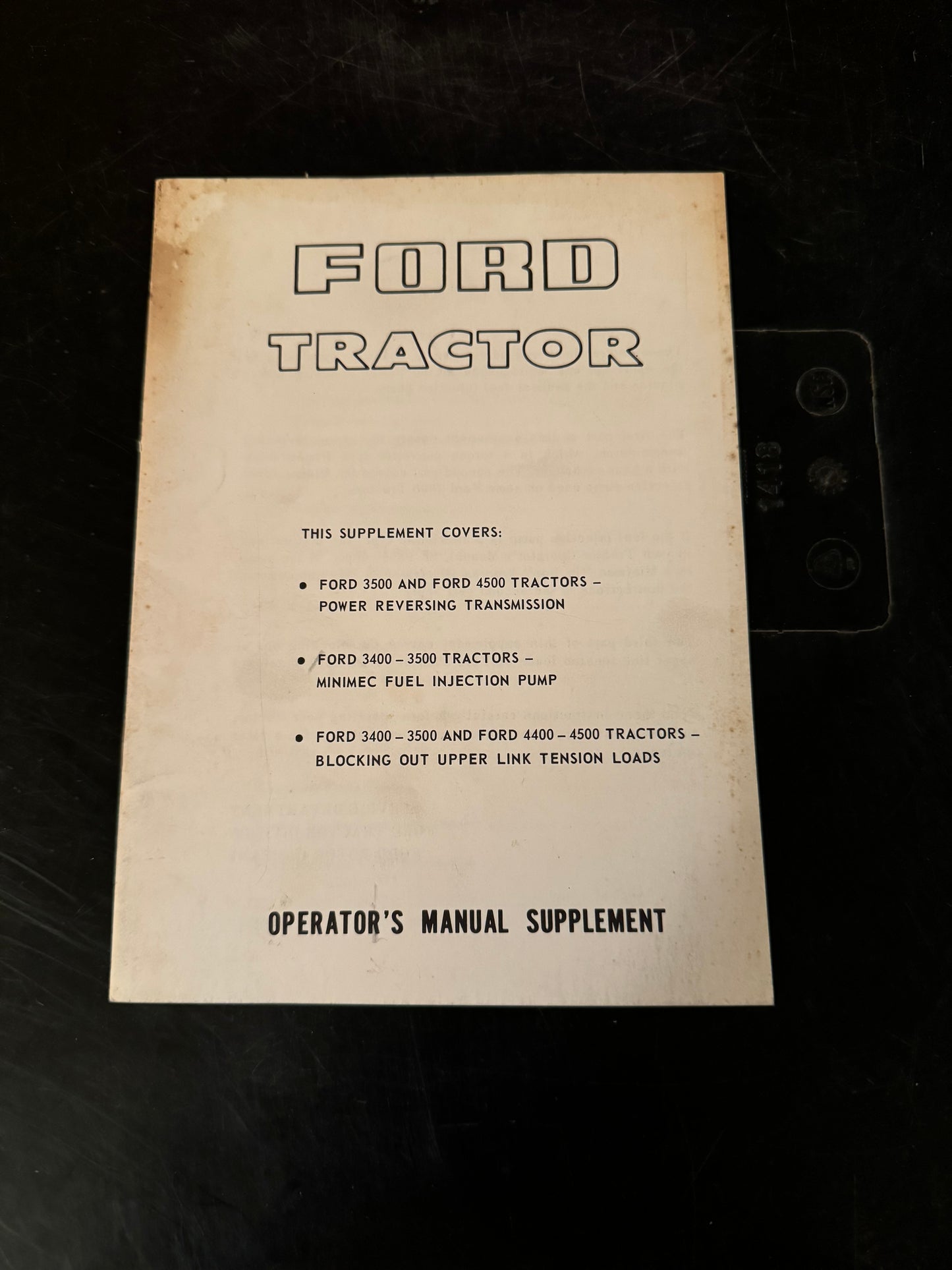 Ford _ Tractor _ Operators Manual Supplement