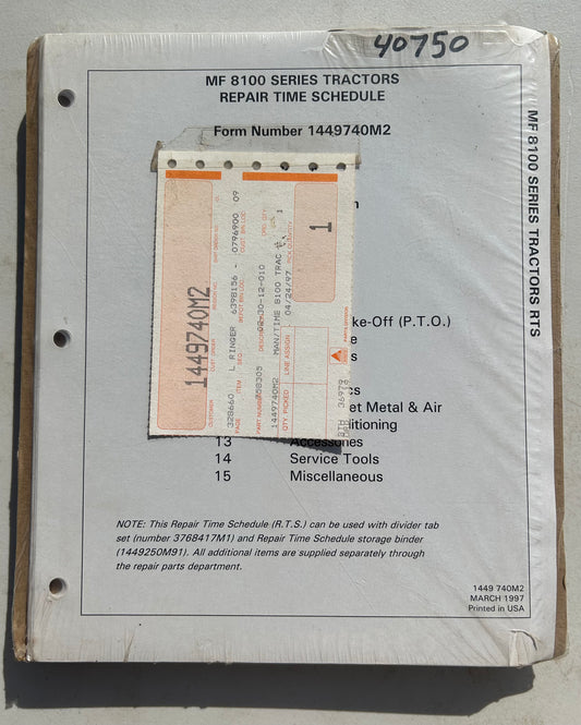 Massey Ferguson MF 8100 Series Tractors _ Repairs Time Schedule