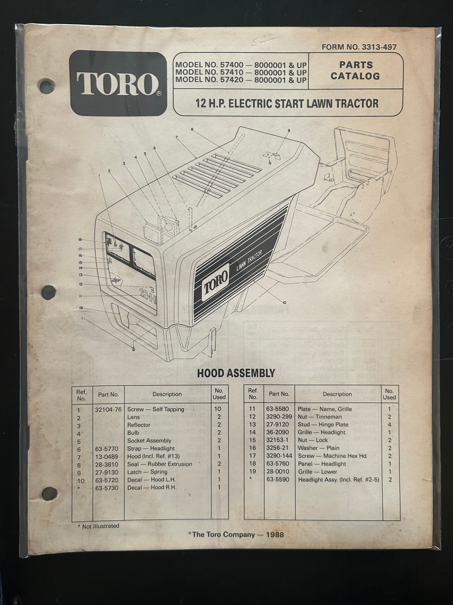 Toro _ 12 H.P. ELECTRIC START LAWN TRACTOR _ Parts Catalog
