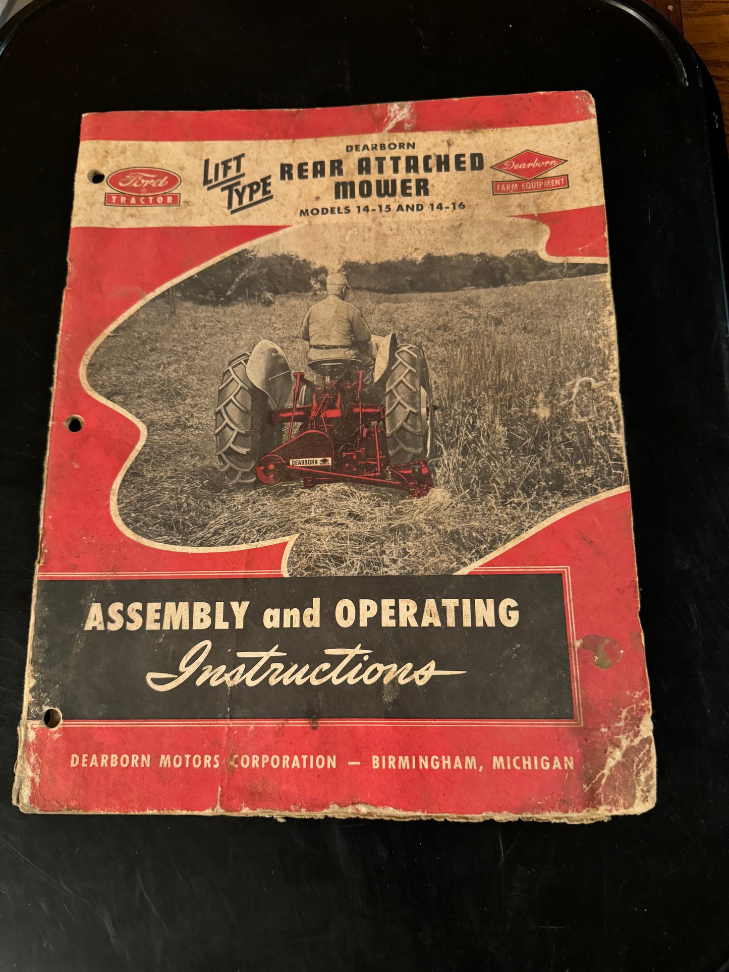 Ford _ Lift Type - Dearborn Rear Attached Mower models 14-15 & 14-16 _ Assembly & Operating Instructions