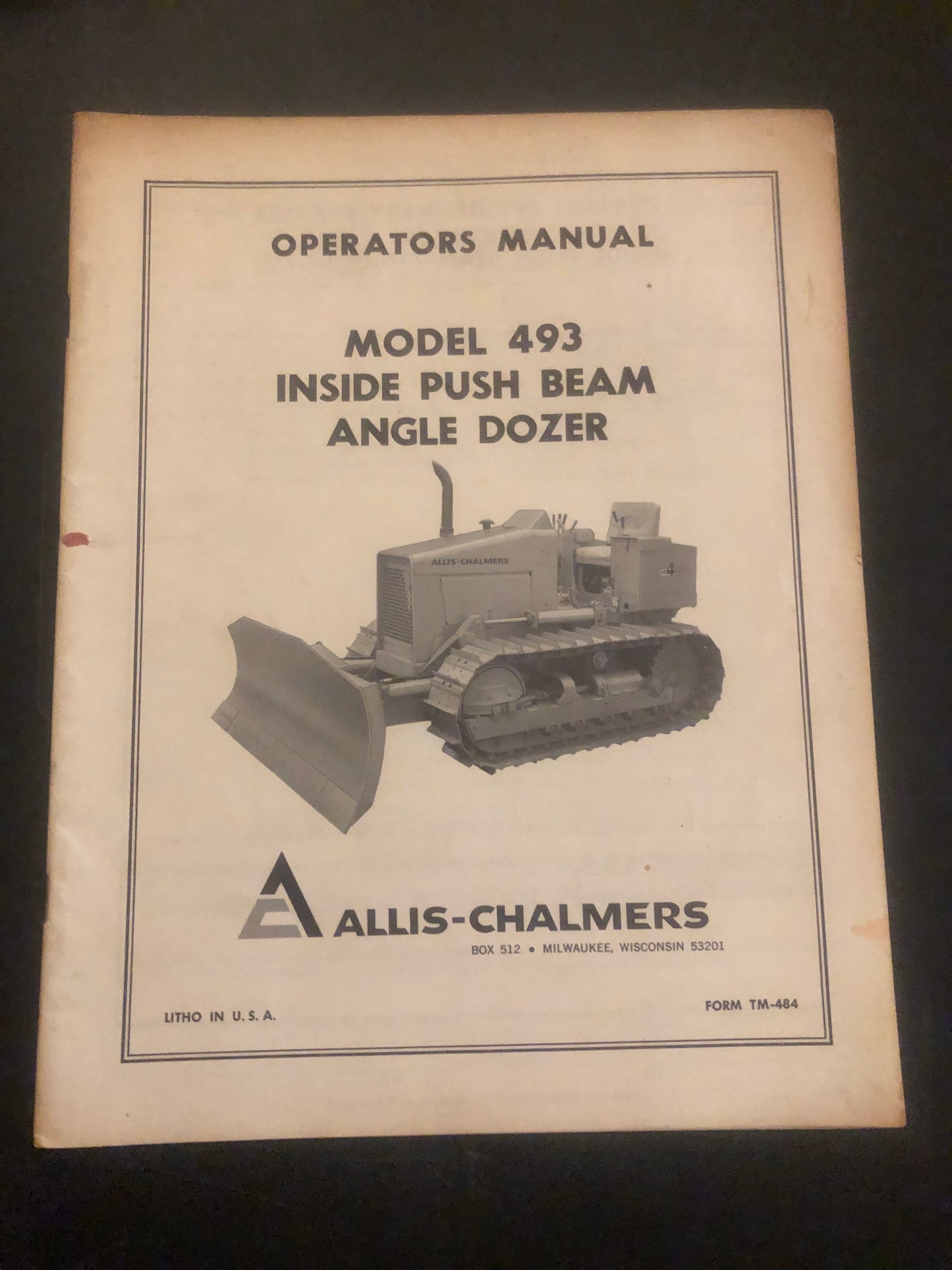 Allis-Chalmers _ model 493 Inside Push Beam Angle Dozer _ Operator’s Manual