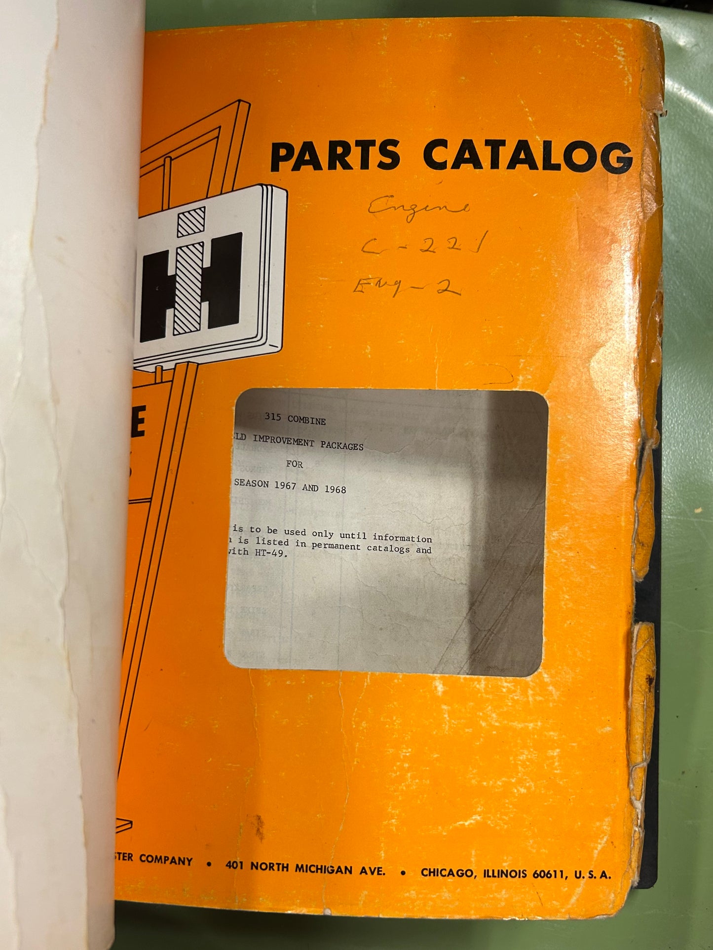 IH _ 315 Combine Field Improvement Packages for season 1967 & 1968 _ Parts Catalog for use with HT-49