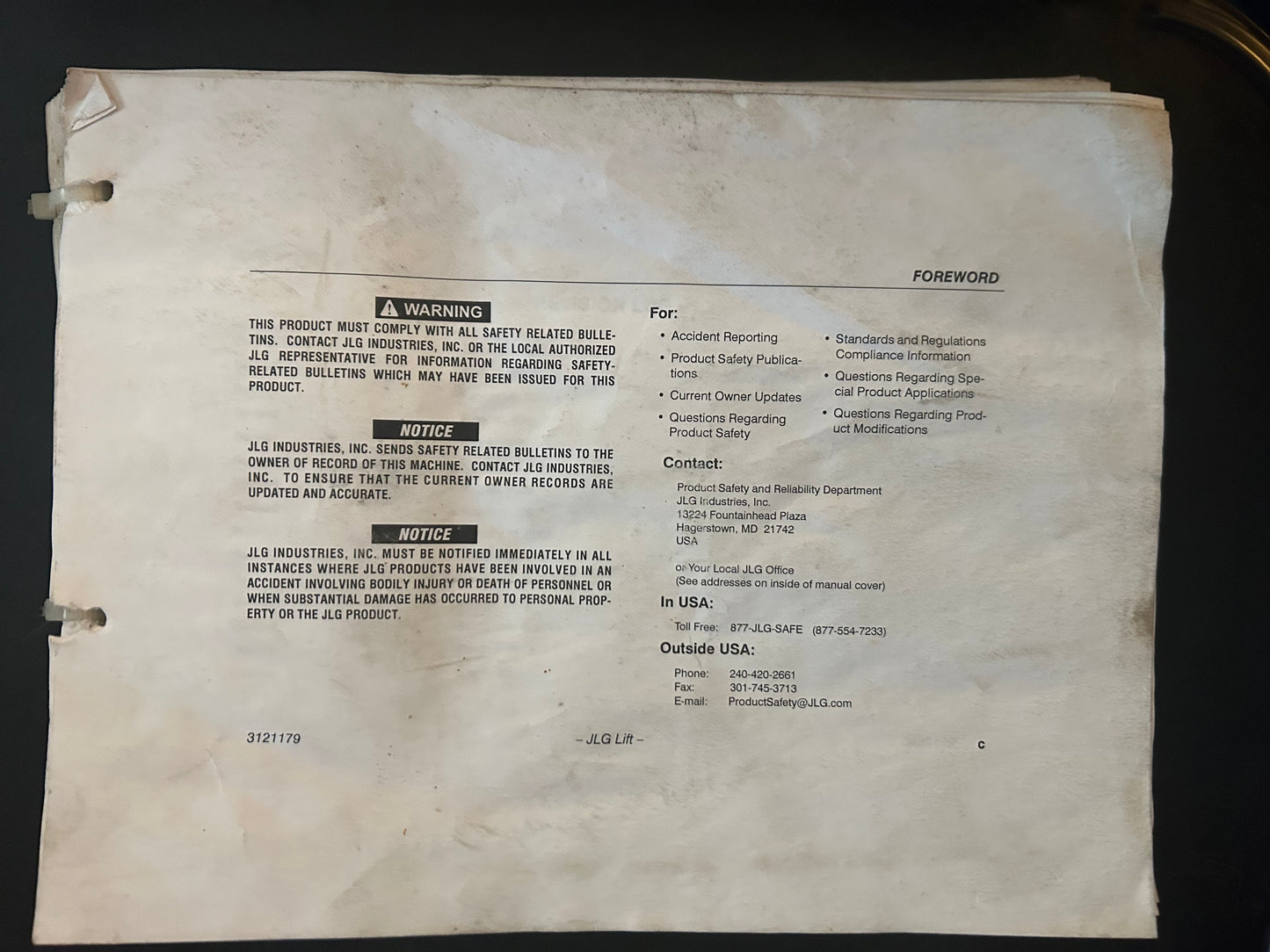 JLG _ Lift 3121179 Manual