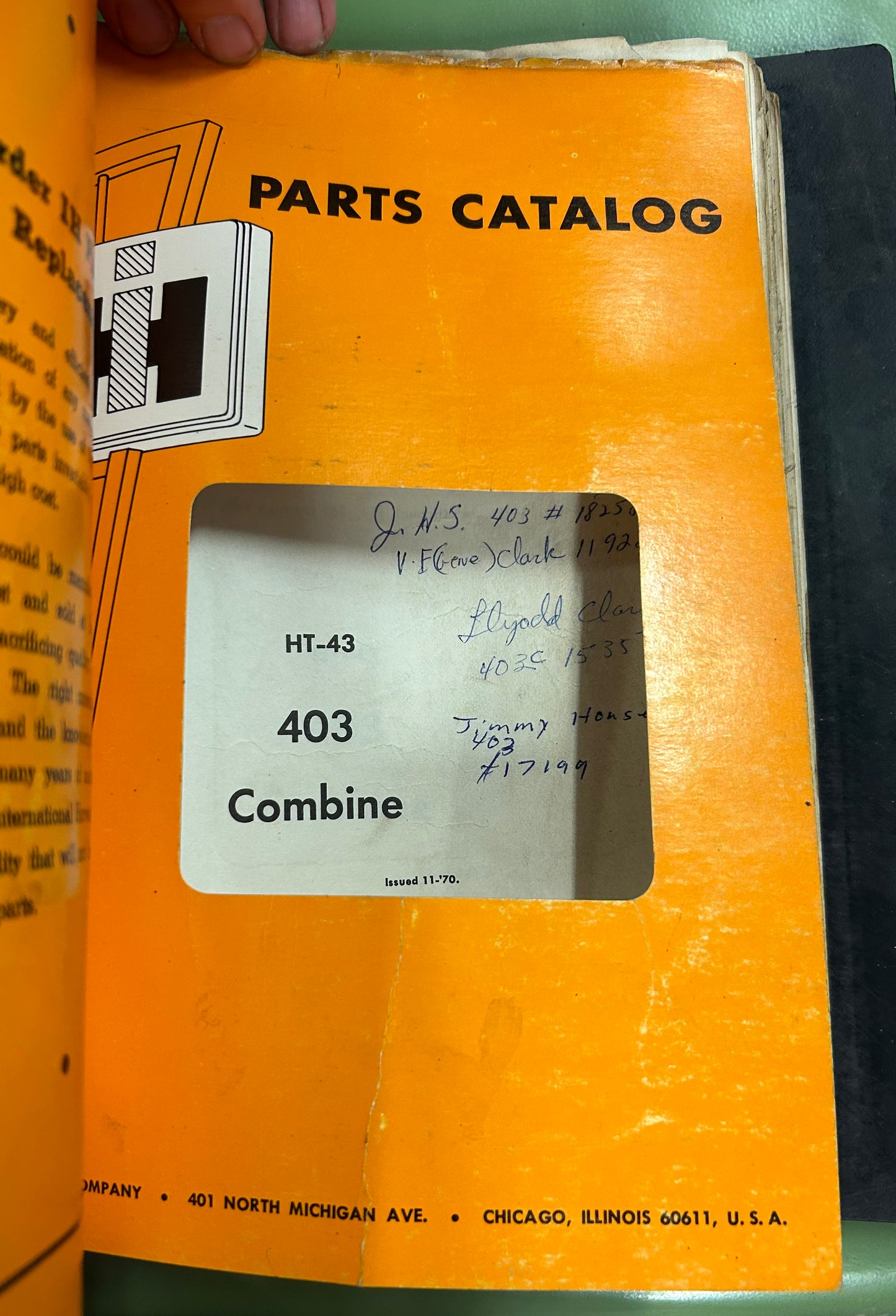 IH _ 403 Combine _ Parts Catalog HT-43